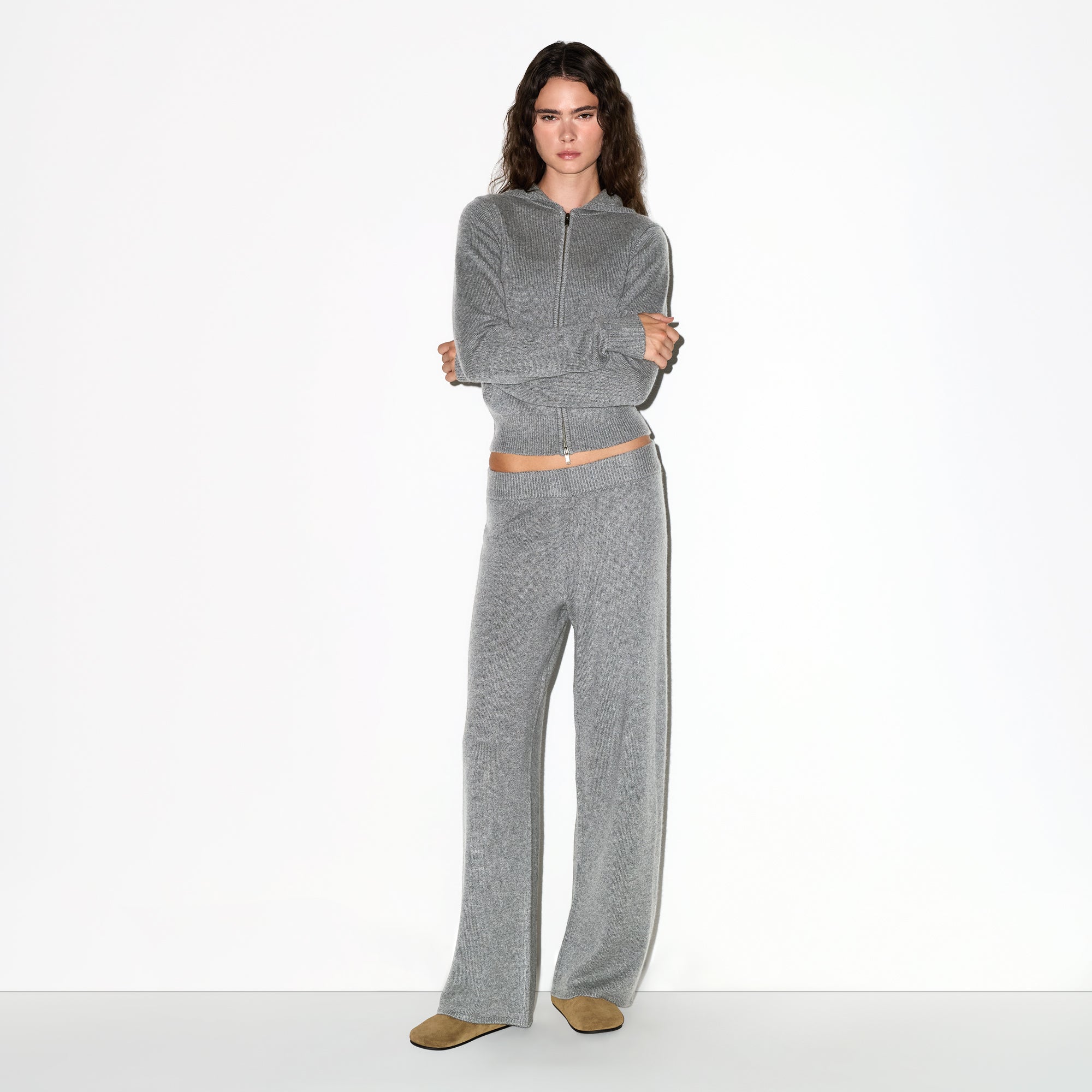 SKIMS CASHMERE WIDE LEG PANT | DARK HEATHER GREY - Sneaker Türkiye