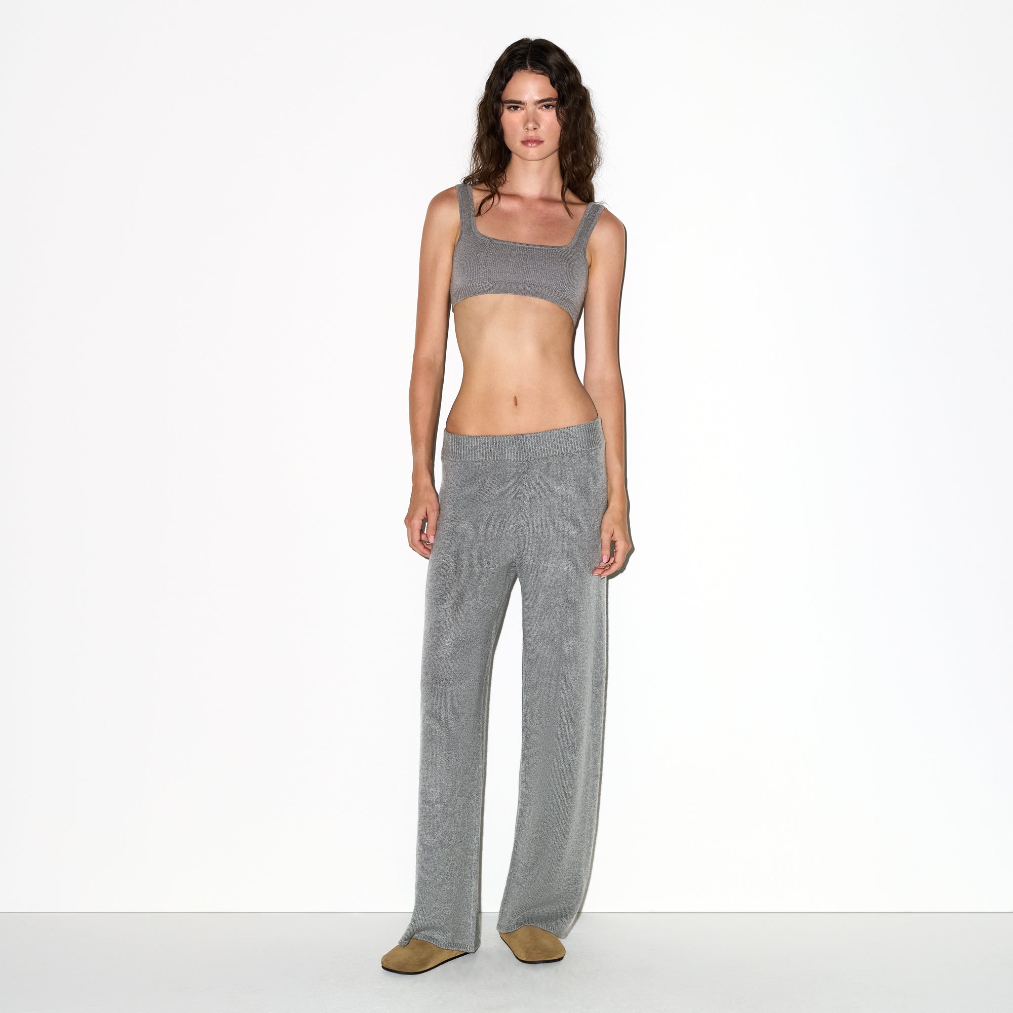 SKIMS CASHMERE WIDE LEG PANT | DARK HEATHER GREY - Sneaker Türkiye