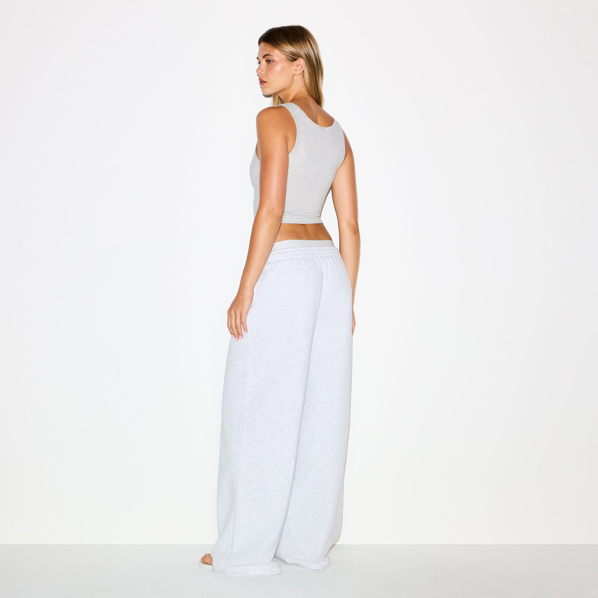 SKIMS COTTON FLEECE OVERBedenD DOUBLE WAISTBAND PANT | LIGHT HEATHER GREY - Sneaker Türkiye