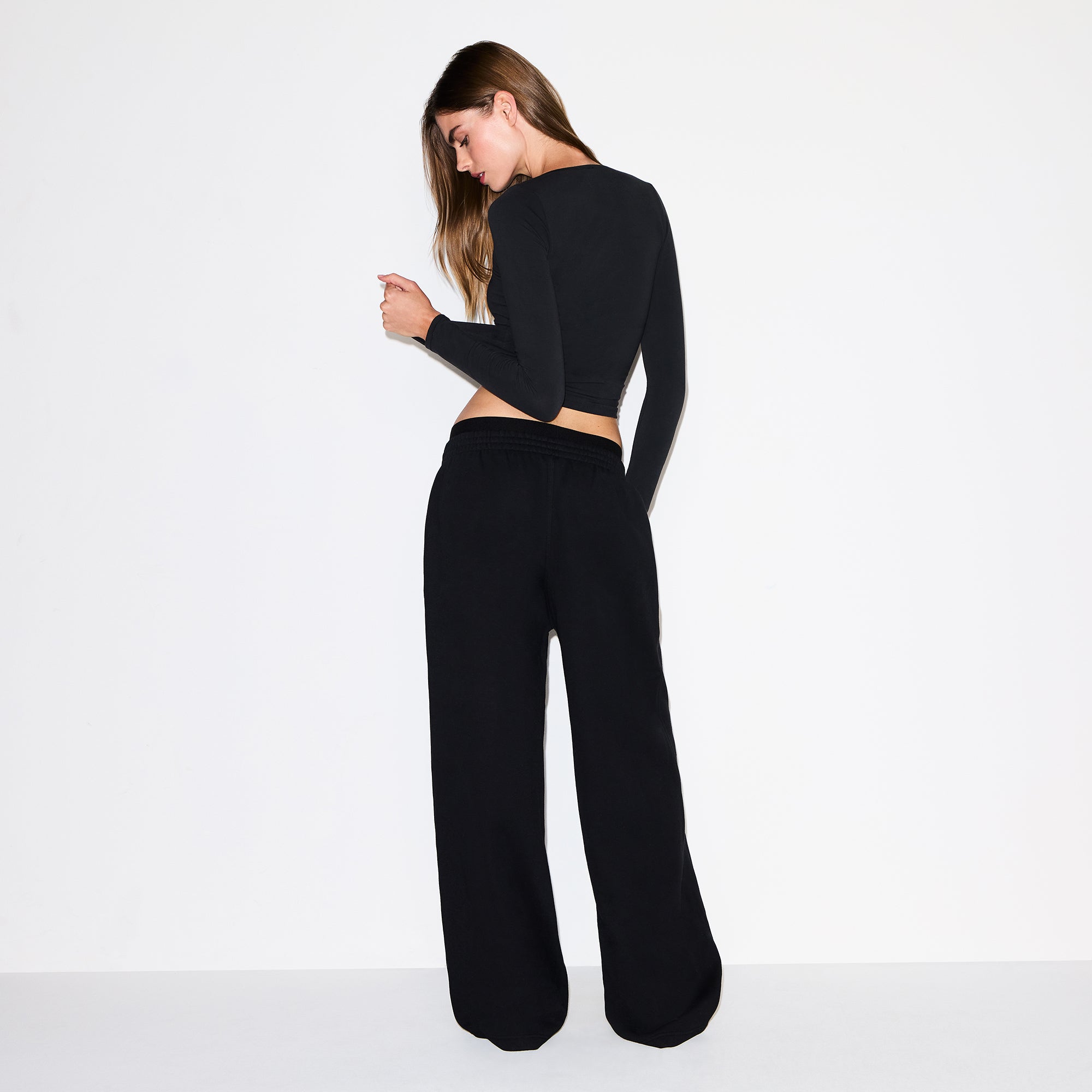 SKIMS COTTON FLEECE OVERBedenD DOUBLE WAISTBAND PANT | ONYX - Sneaker Türkiye
