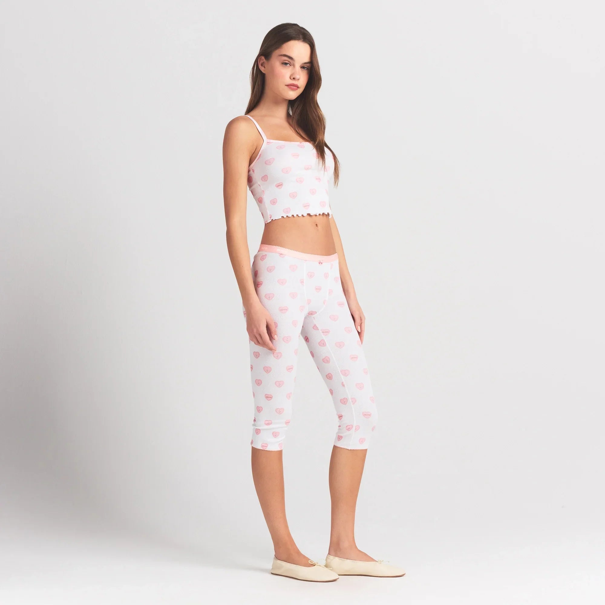 SKIMS LOGO POINTELLE CAPRI | SNOW LACE HEARTS - Sneaker Türkiye