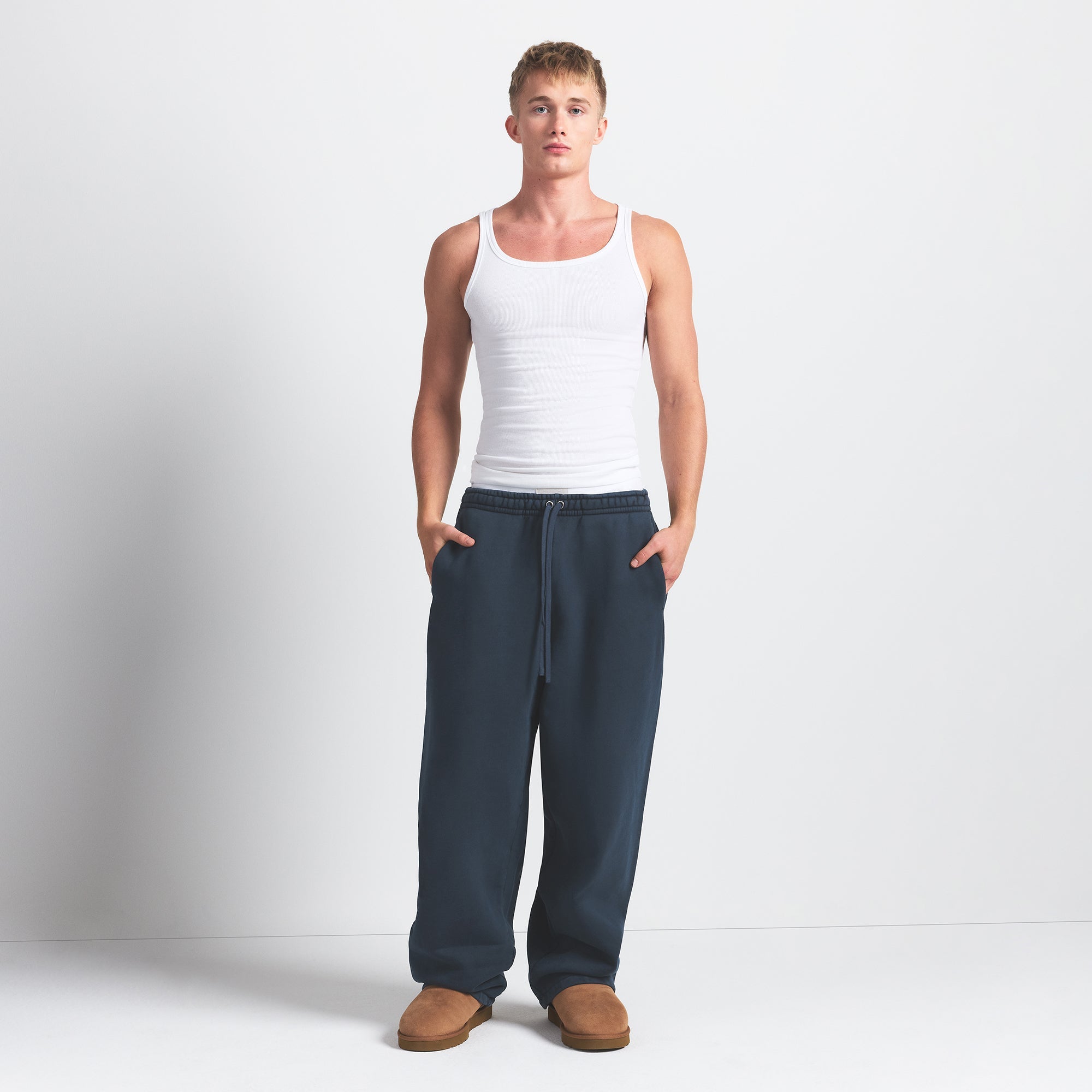 SKIMS HEAVYWEIGHT FLEECE MENS STRAIGHT LEG PANT | NAVY - Sneaker Türkiye