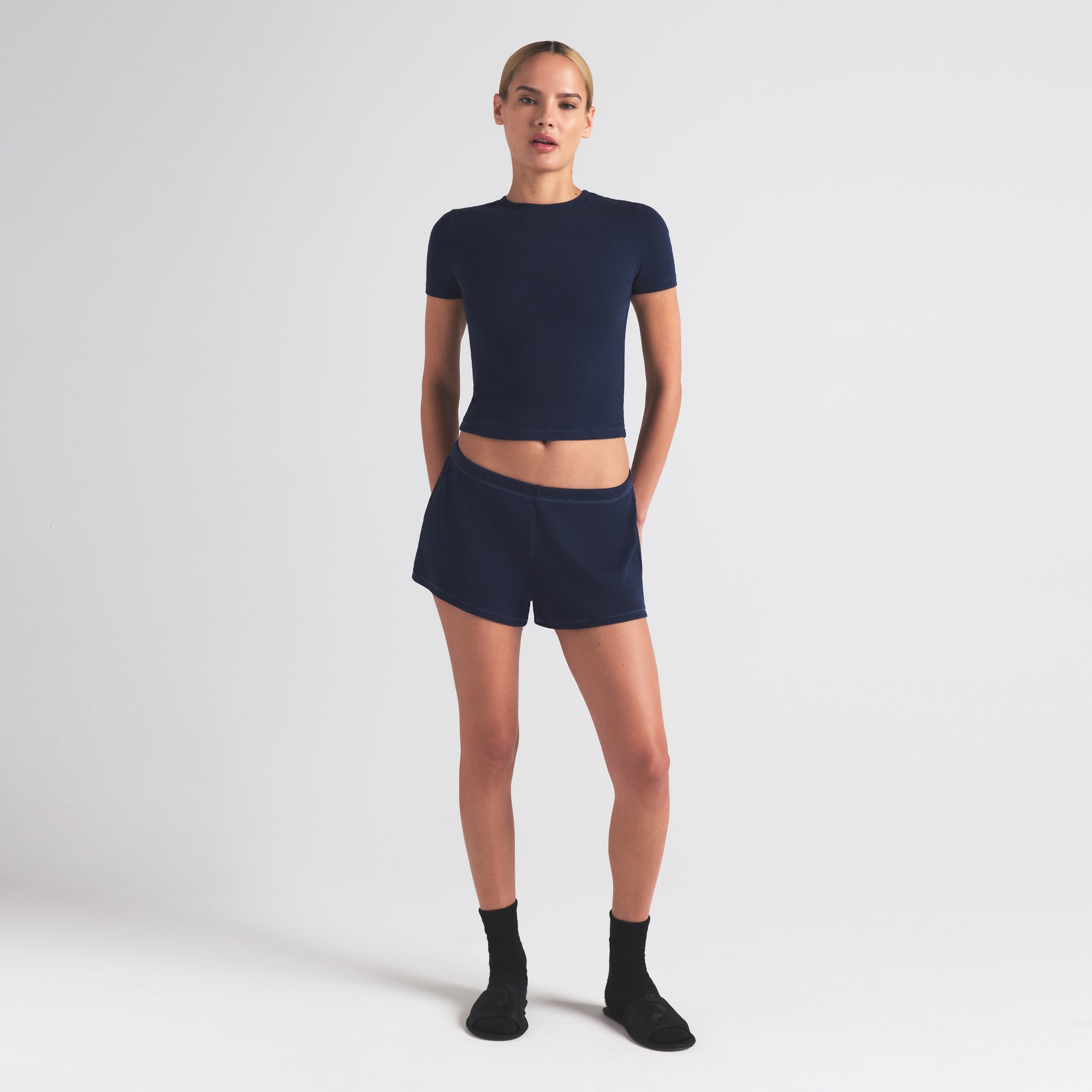 SKIMS COTTON RIB LOOSE SHORT | NAVY - Sneaker Türkiye
