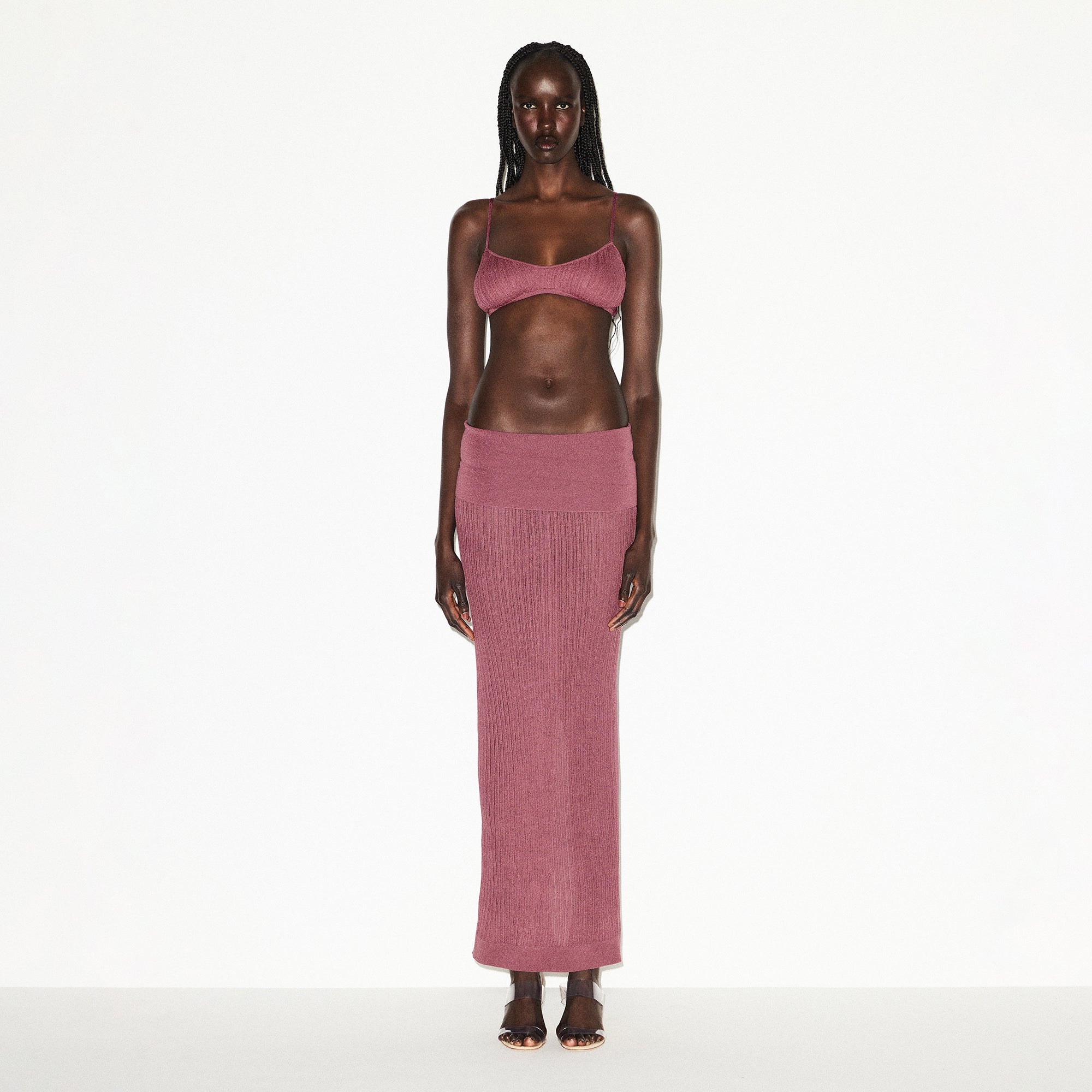 SKIMS SHEER KNIT FOLDOVER LONG SKIRT | BEET - Sneaker Türkiye