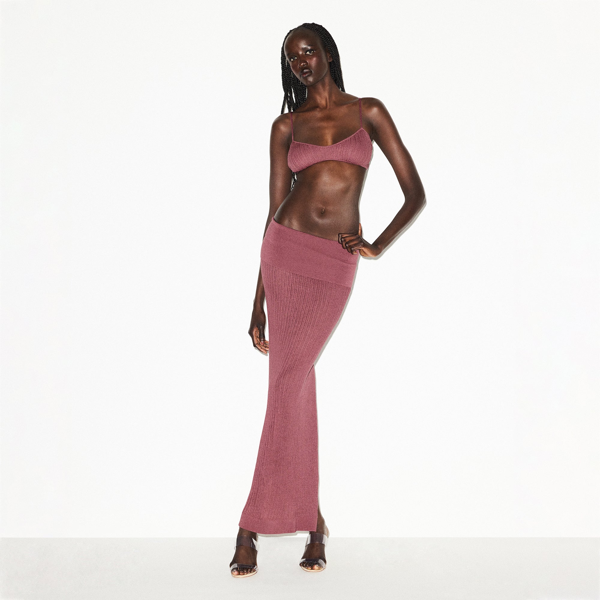 SKIMS SHEER KNIT FOLDOVER LONG SKIRT | BEET - Sneaker Türkiye