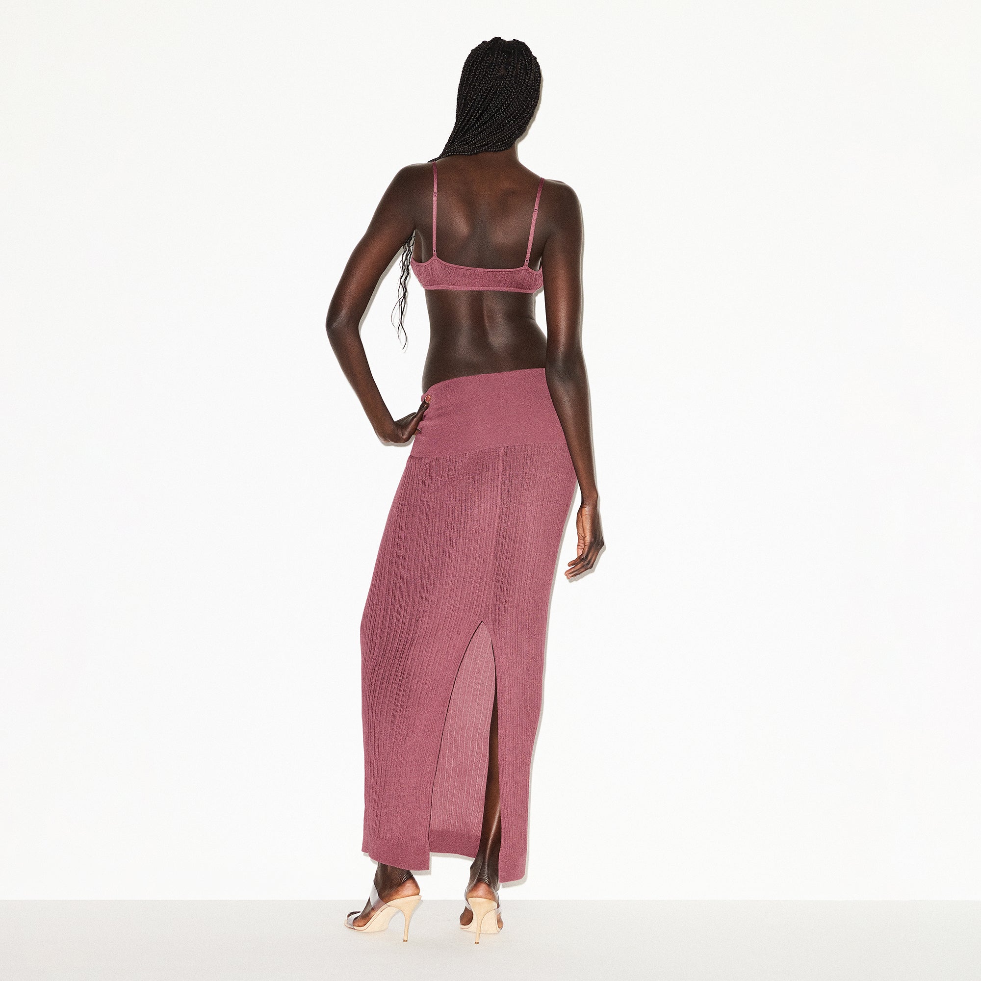 SKIMS SHEER KNIT FOLDOVER LONG SKIRT | BEET - Sneaker Türkiye