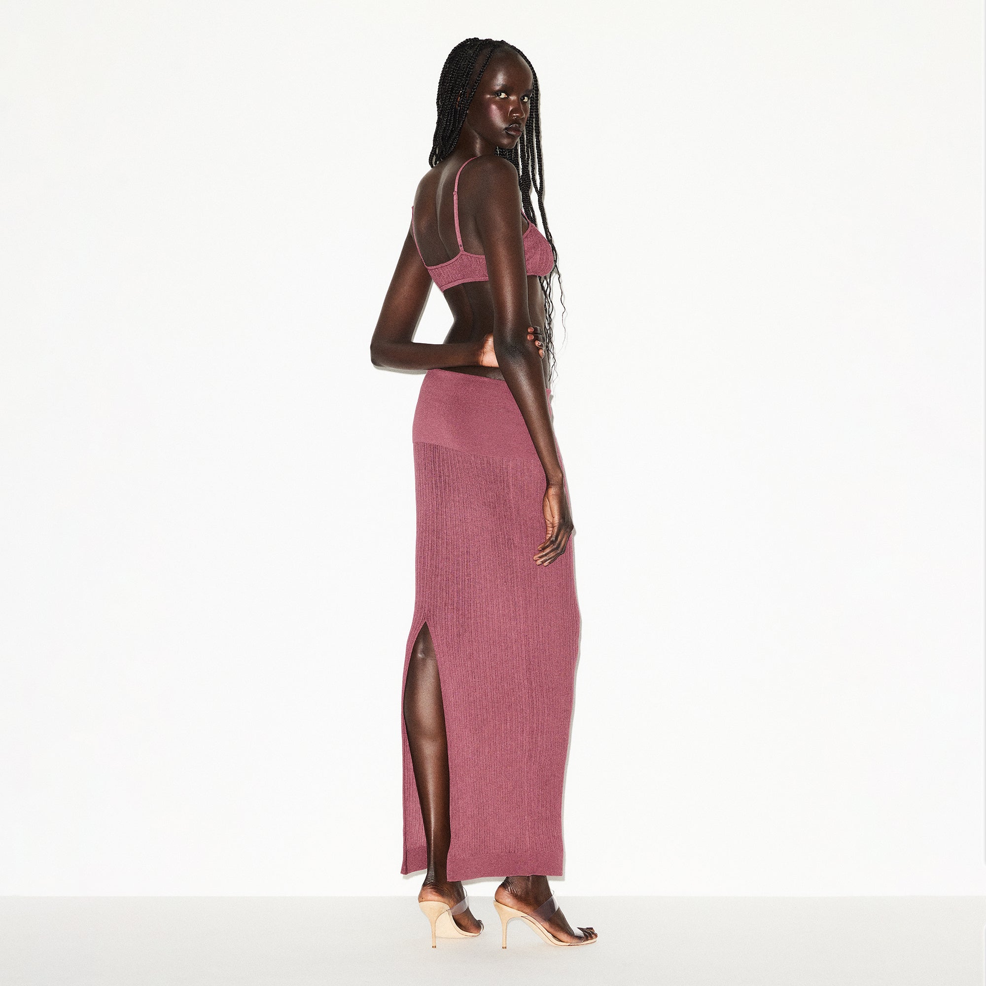 SKIMS SHEER KNIT FOLDOVER LONG SKIRT | BEET - Sneaker Türkiye