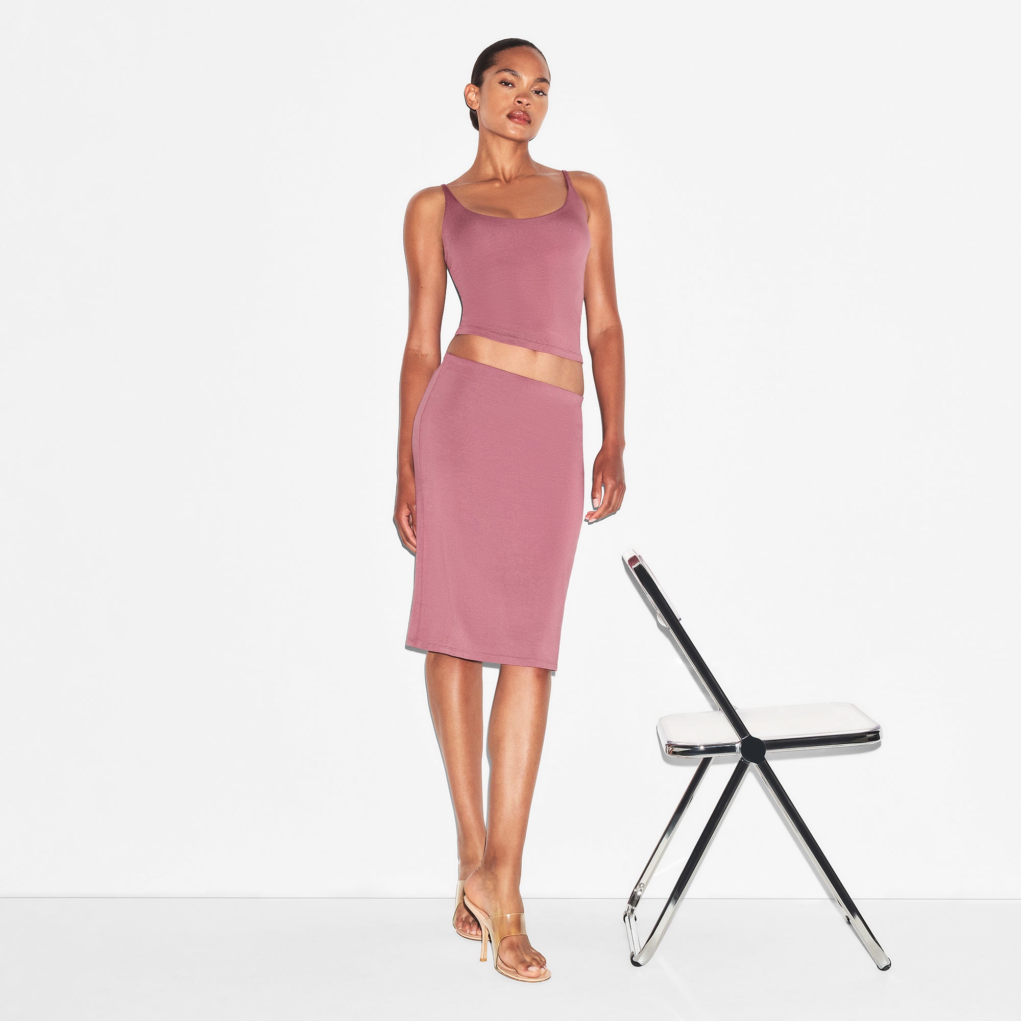 SMOOTH LAYERS MIDI SKIRT | REDWOOD - Sneaker Türkiye