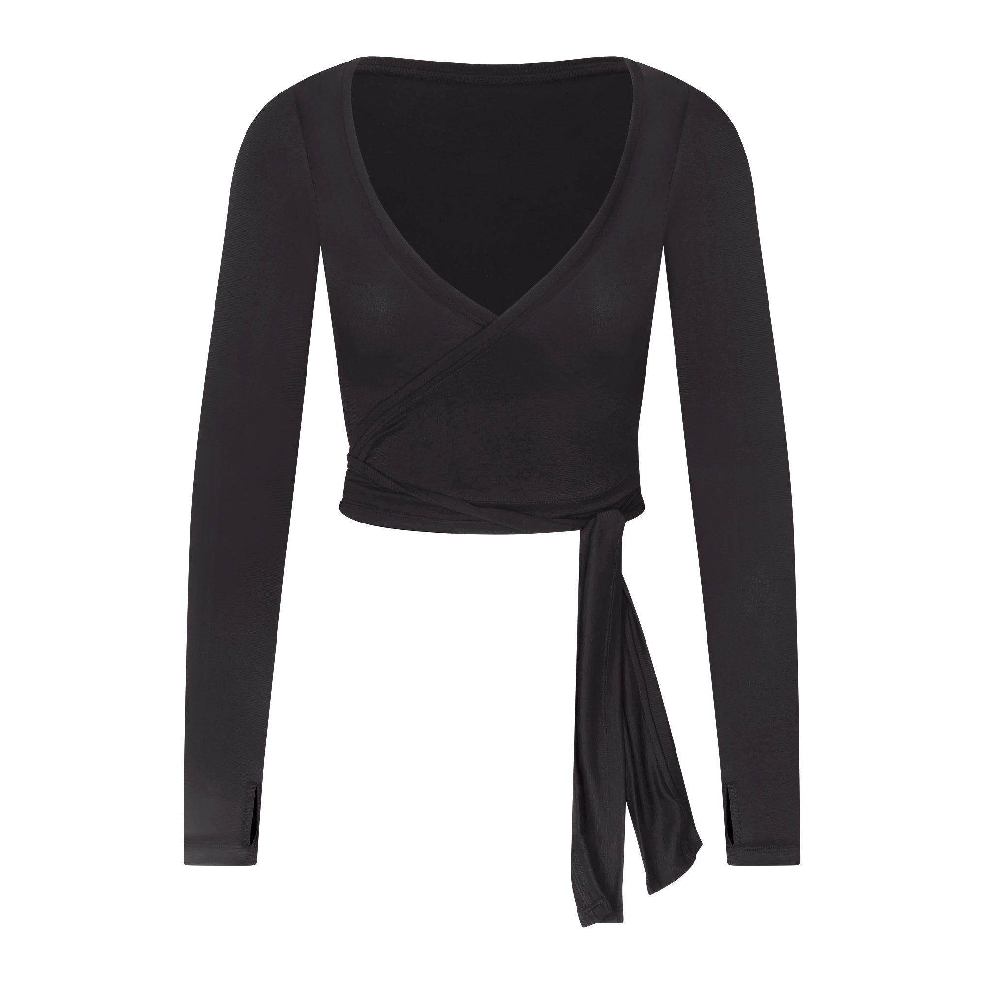 NikeSKIMS STRETCH KNIT WRAP LONG SLEEVE CROPPED TOP | OBSIDIAN - Sneaker Türkiye