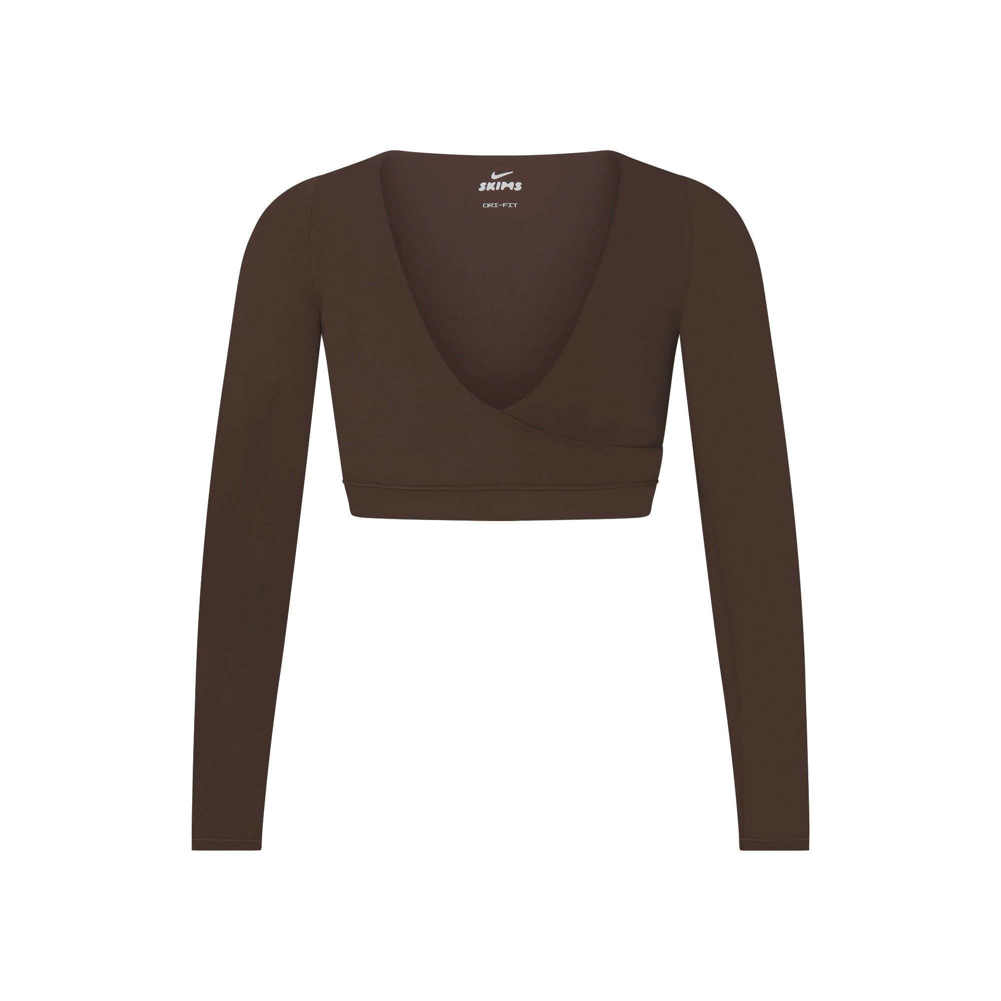 NikeSKIMS MATTE WRAP LONG SLEEVE CROPPED TOP | DARK SEPIA - Sneaker Türkiye