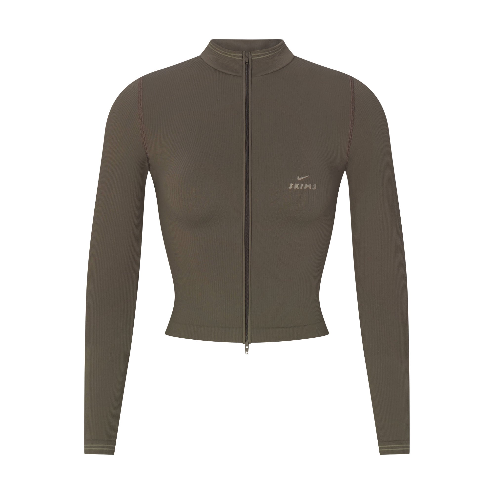 NikeSKIMS RIBBED SEAMLESS ZIP UP CROP JACKET | DUSTY OAKMOSS - Sneaker Türkiye