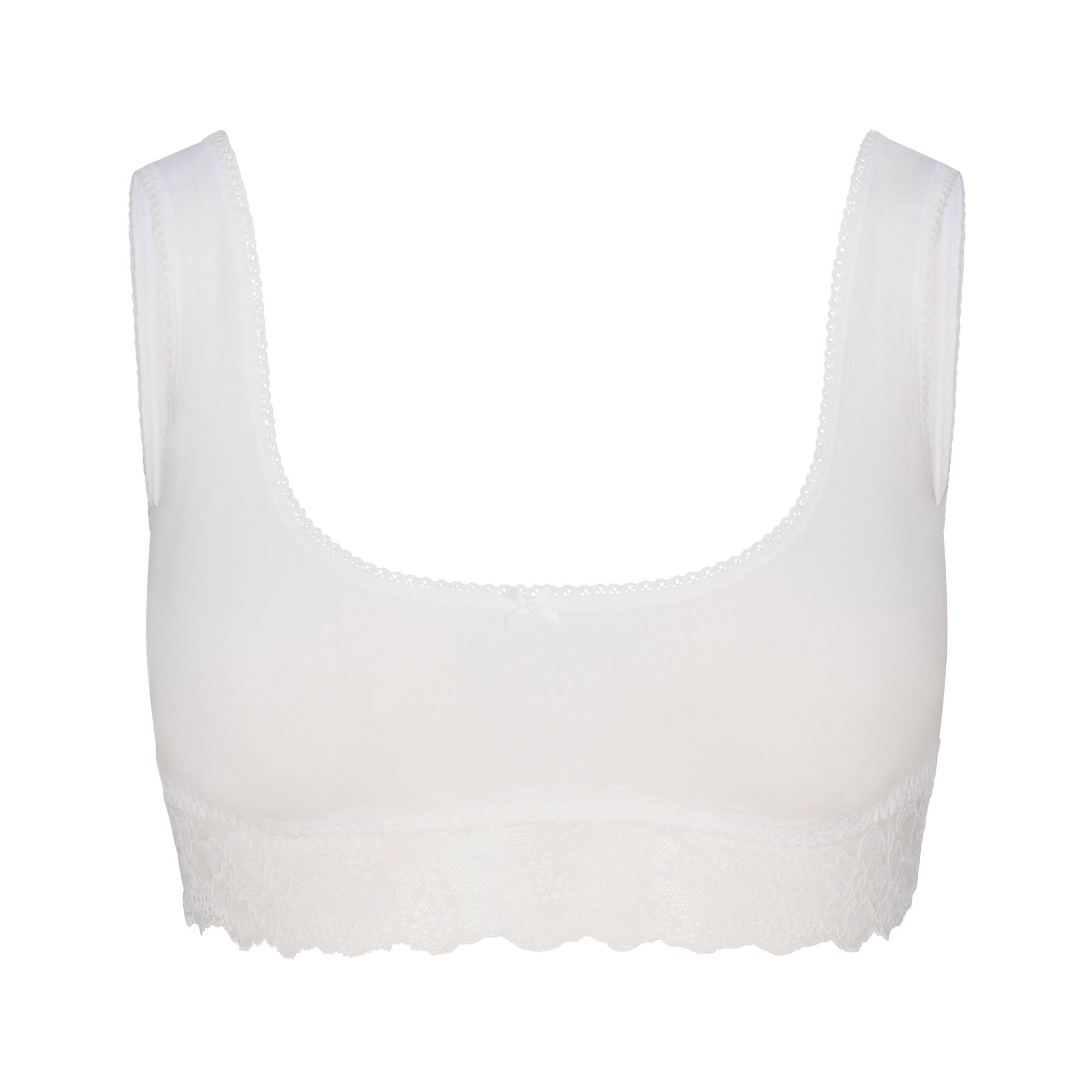 SKIMS LIGHTWEIGHT COTTON LACE SCOOP BRALETTE | SNOW - Sneaker Türkiye