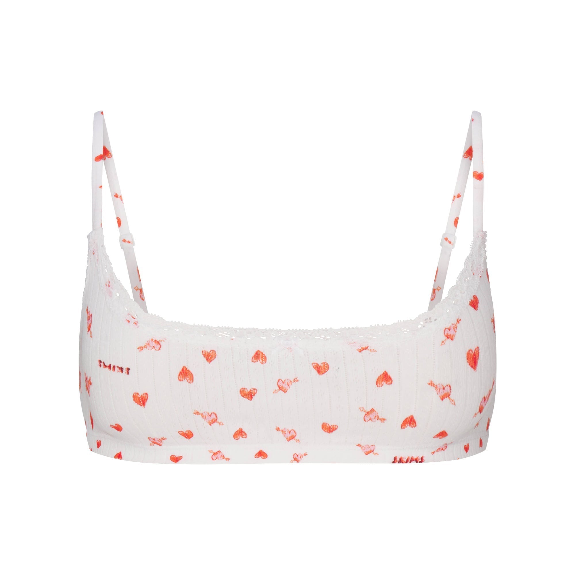 SKIMS LIGHTWEIGHT COTTON POINTELLE SCOOP BRALETTE | SNOW ARROWED HEARTS - Sneaker Türkiye