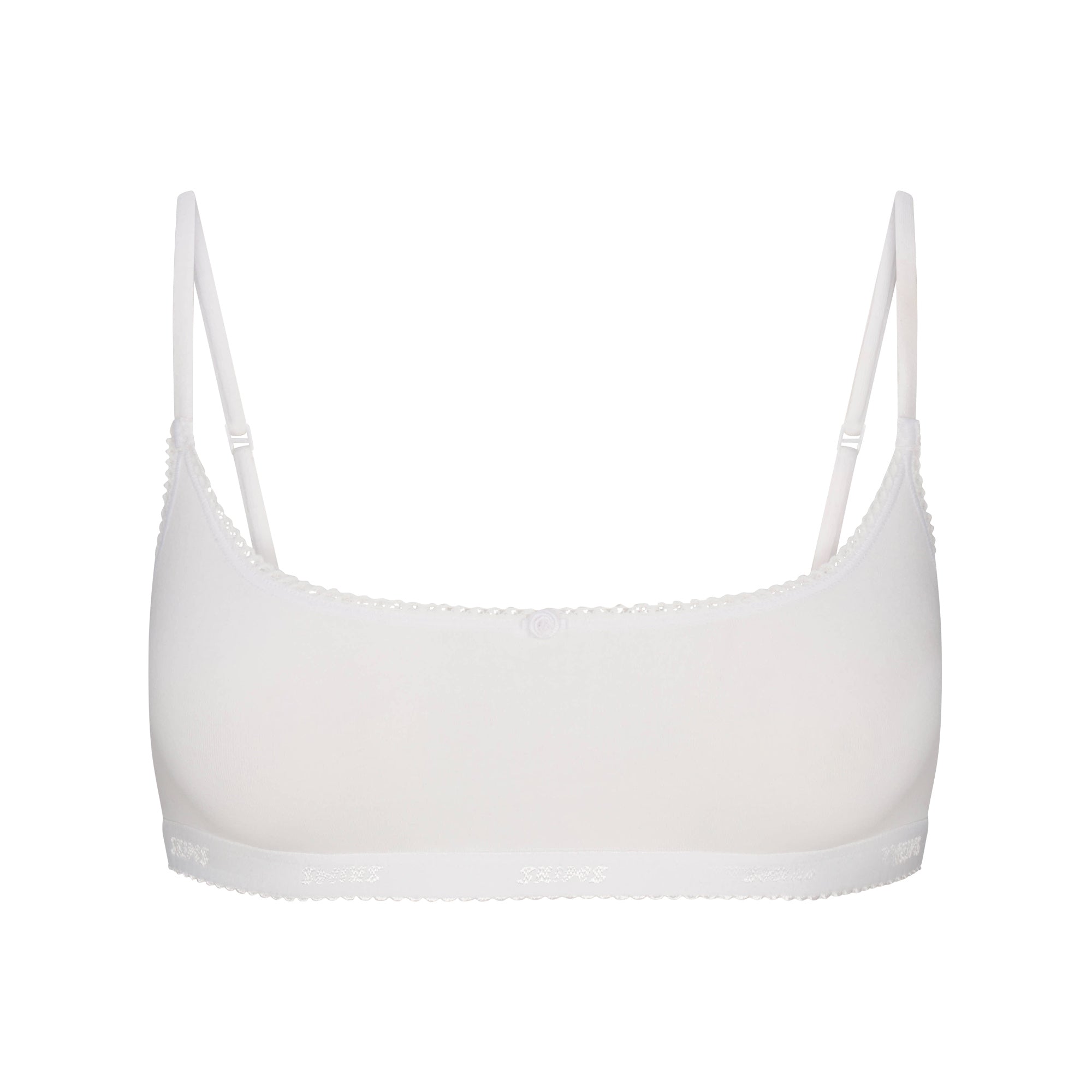 SKIMS LIGHTWEIGHT COTTON LOGO PICOT SCOOP BRALETTE | SNOW - Sneaker Türkiye