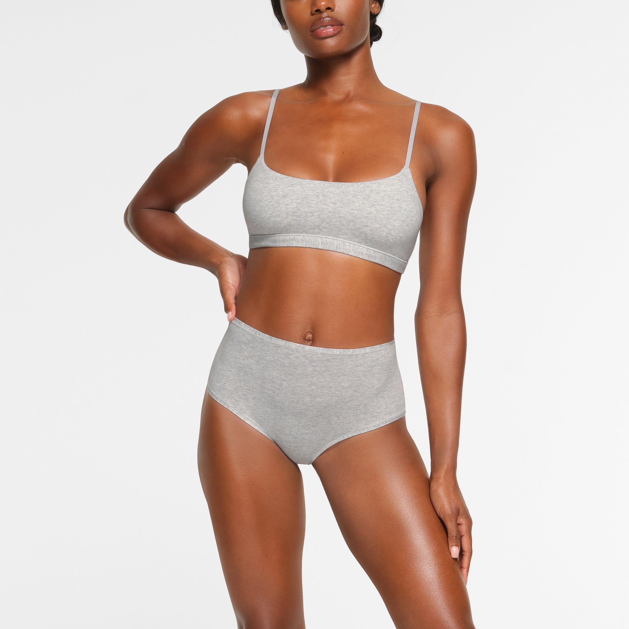 SKIMS COTTON JERSEY SCOOP BRALETTE | LIGHT HEATHER GREY - Sneaker Türkiye
