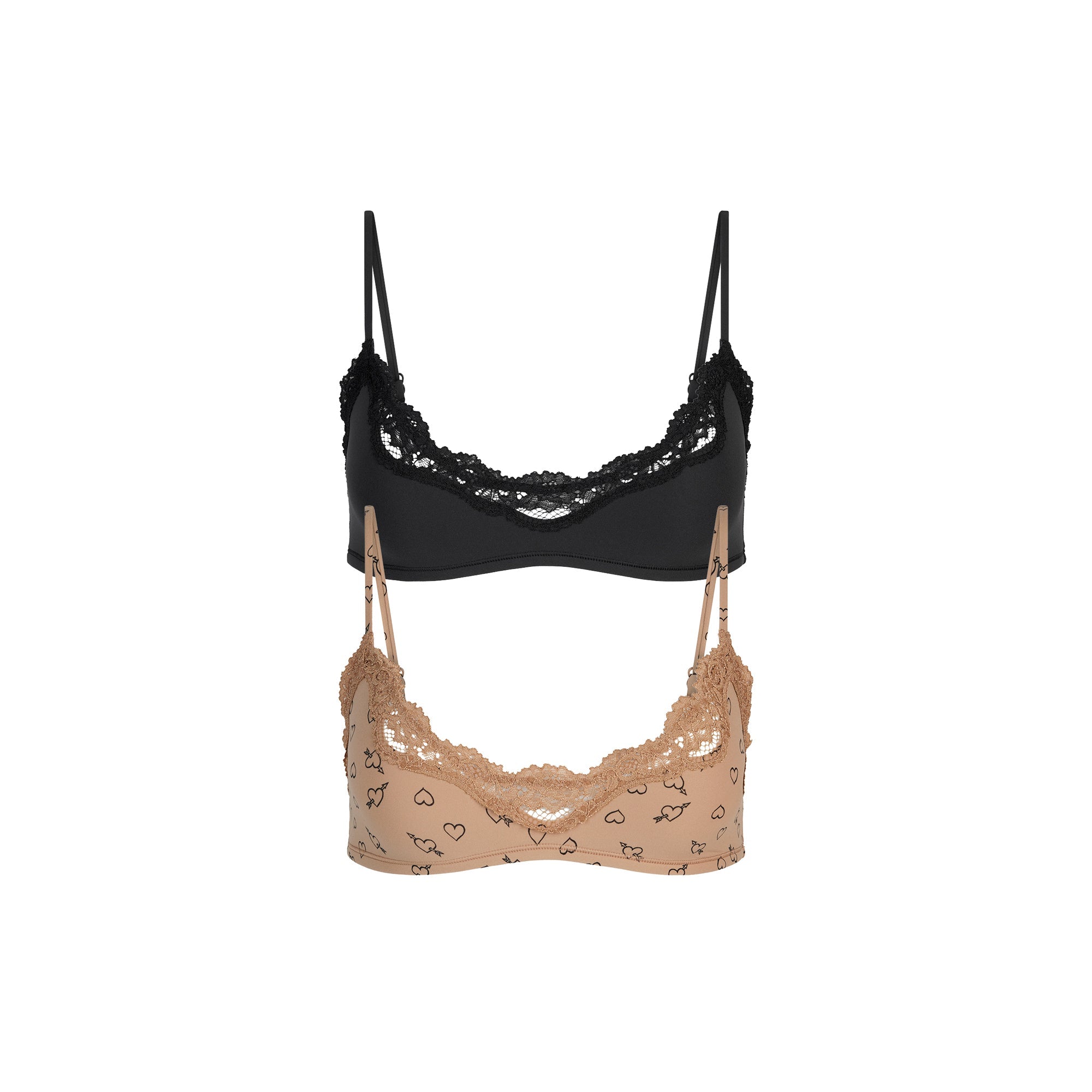 SKIMS FITS EVERYBODY LACE SCOOP BRALETTE 2-PACK | ONYX AND SKETCHED HEARTS - Sneaker Türkiye