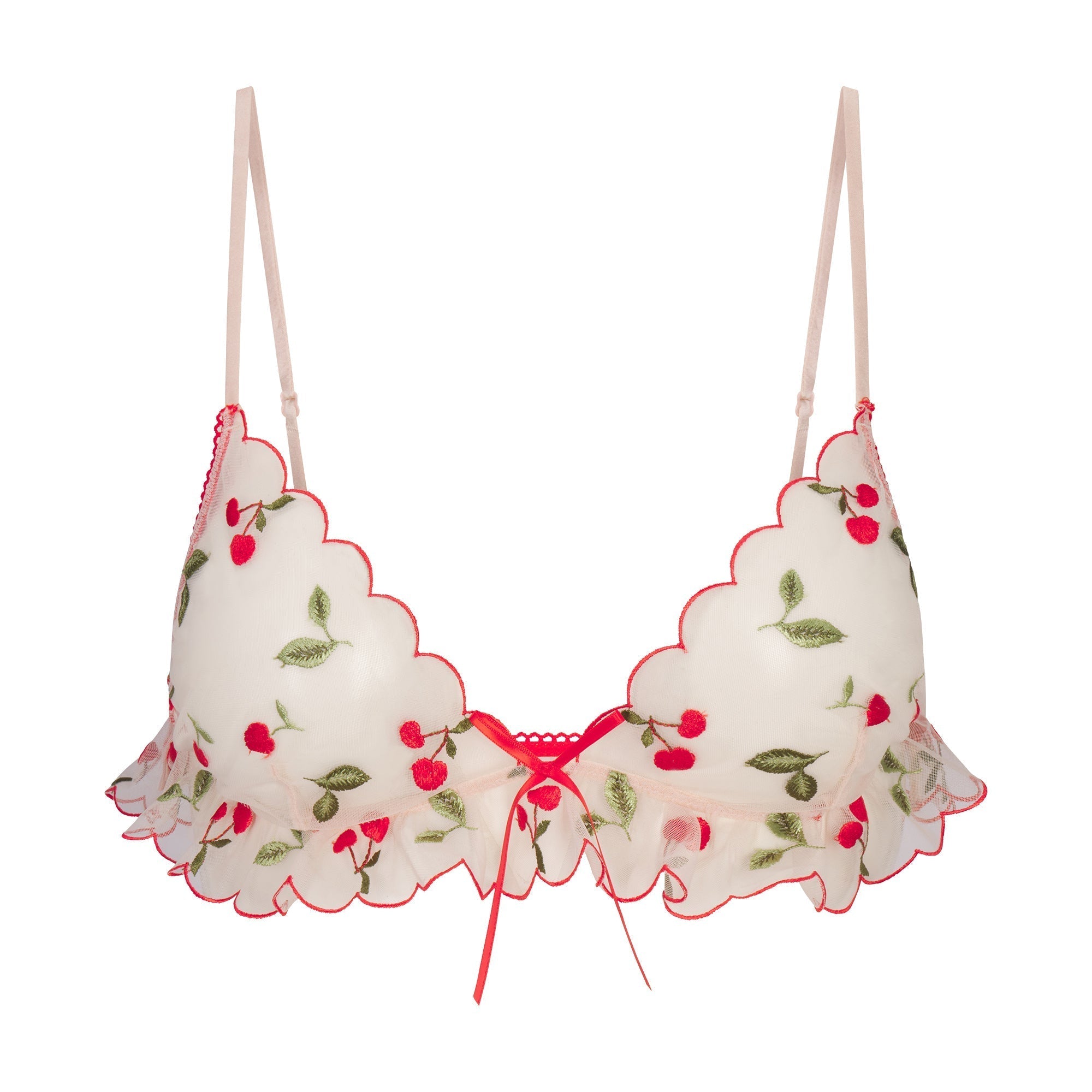 SKIMS EMBROIDERED TULLE SKIMPY TRIANGLE BRALETTE | PRIMROSE CHERRY TULLE - Sneaker Türkiye