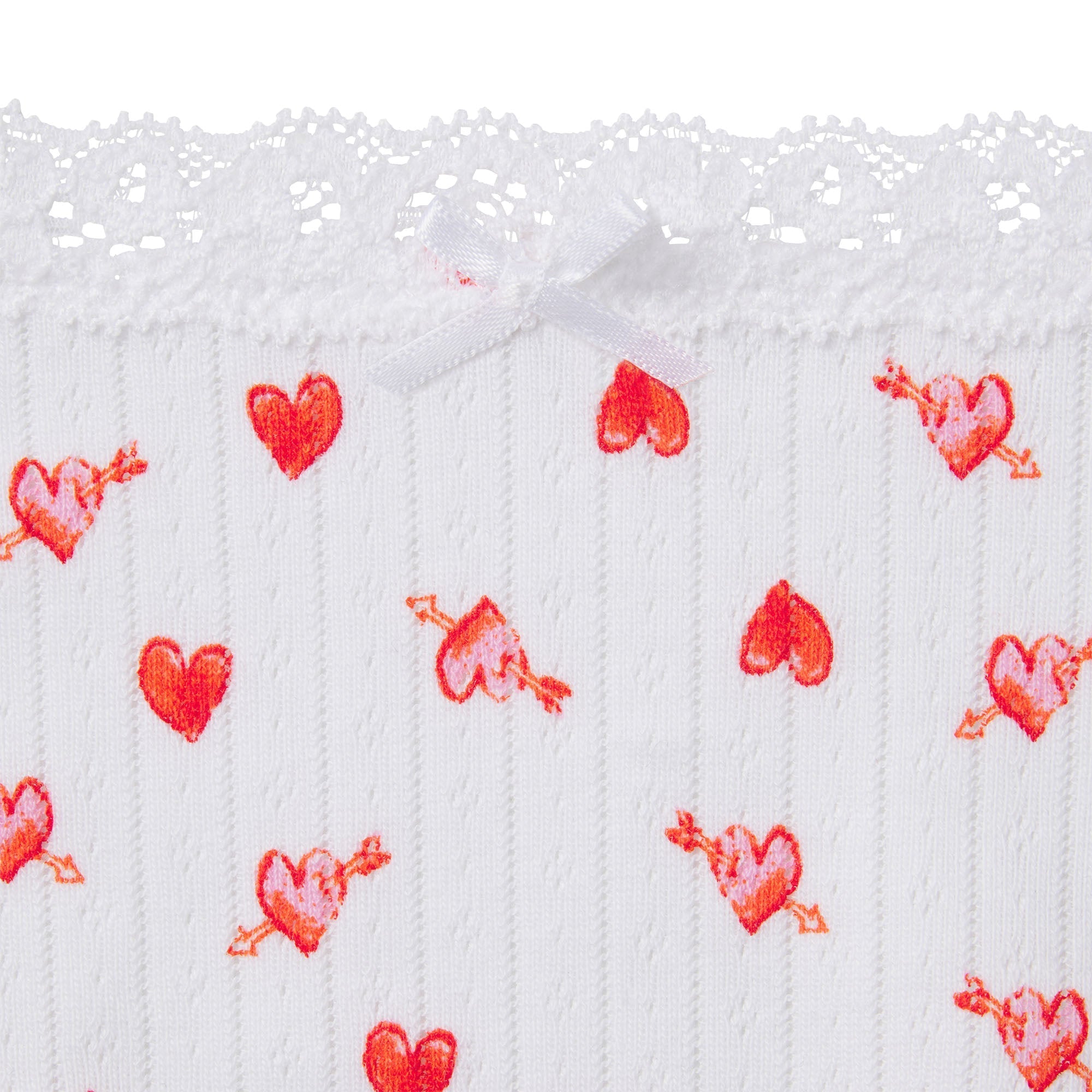 SKIMS LIGHTWEIGHT COTTON POINTELLE LACE STRING THONG | SNOW ARROWED HEARTS - Sneaker Türkiye