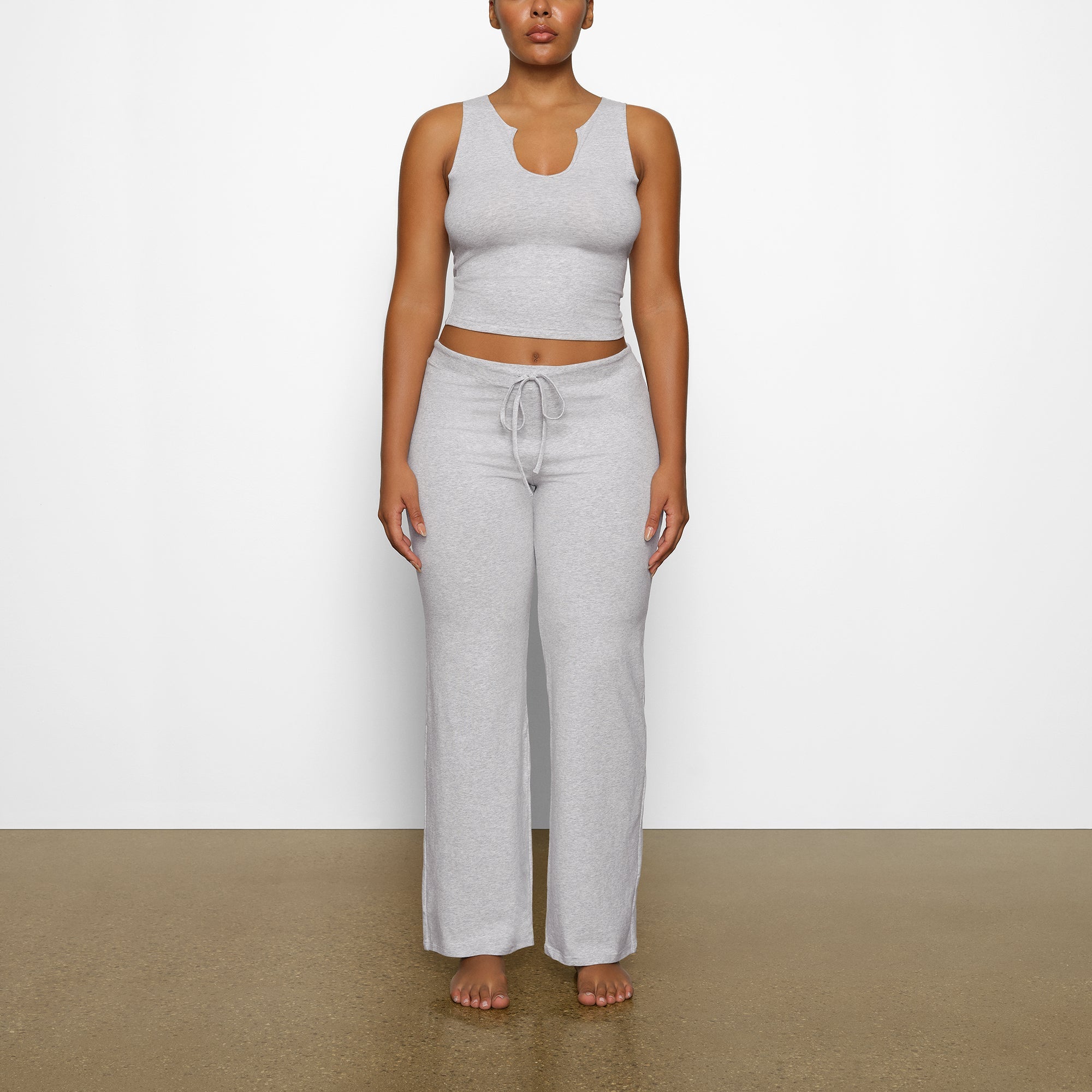 SKIMS COTTON JERSEY STRAIGHT LEG PANT | LIGHT HEATHER GREY - Sneaker Türkiye