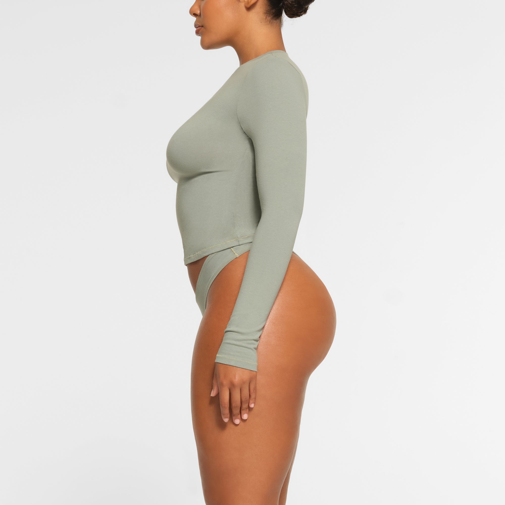 SKIMS COTTON JERSEY LONG SLEEVE T-SHIRT | MINERAL - Sneaker Türkiye