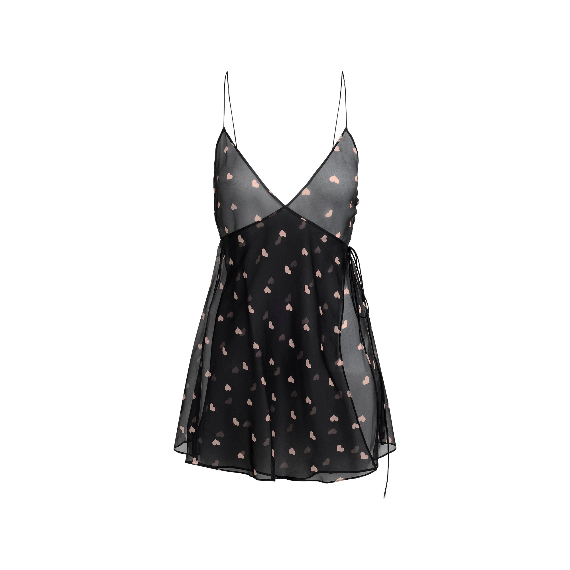 SKIMS ROMANCE WRAP MINI SLIP DRESS | OBSIDIAN SPACED HEARTS - Sneaker Türkiye