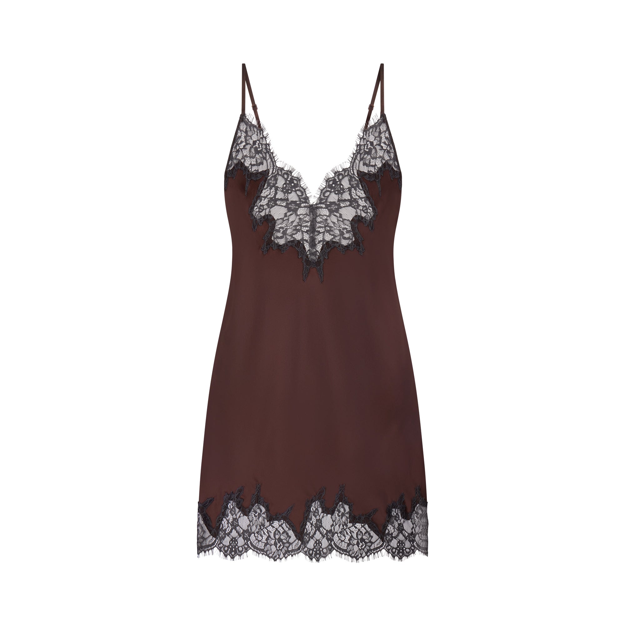 SKIMS SILK LACE MINI SLIP DRESS | ESPRESSO CONTRAST - Sneaker Türkiye