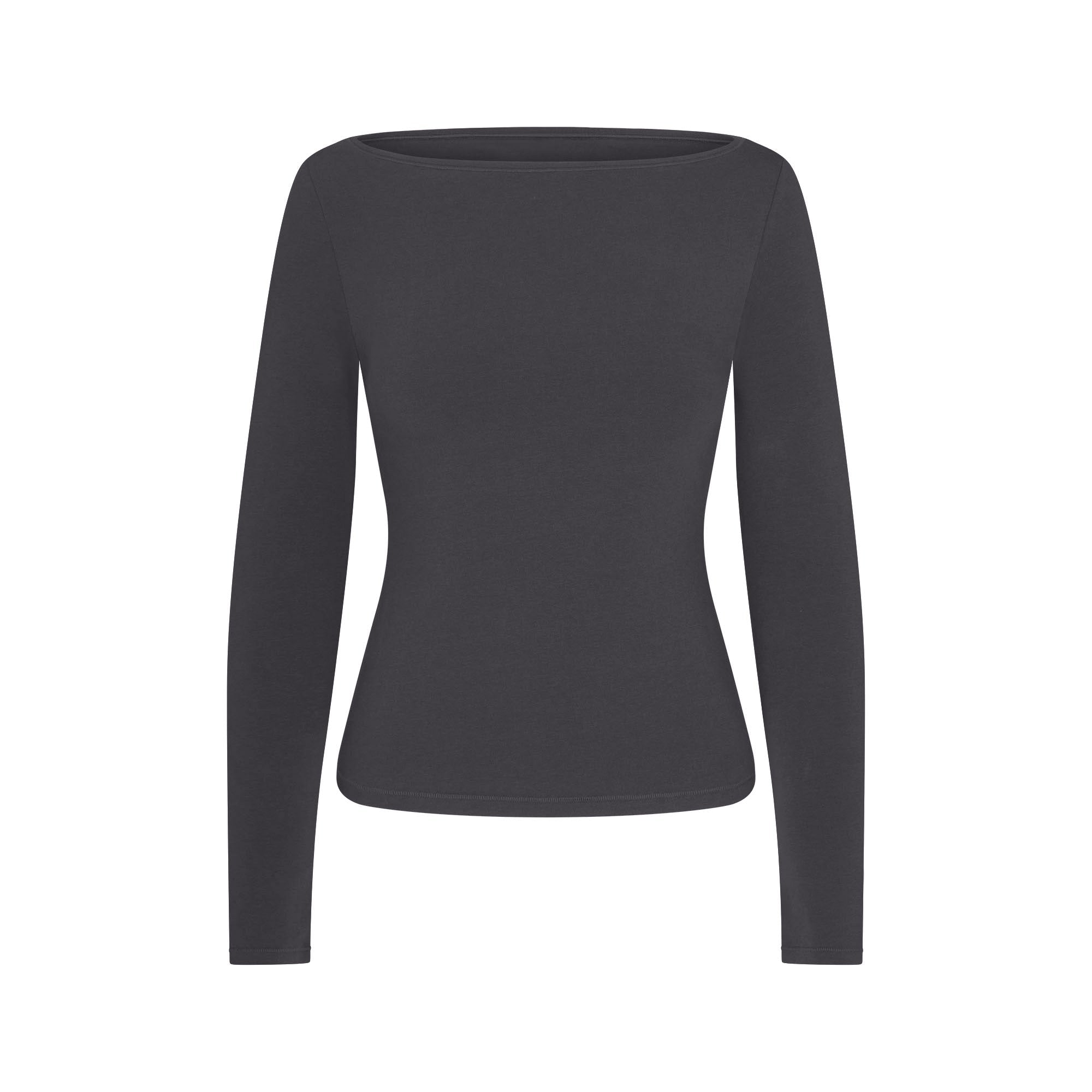 SKIMS COTTON JERSEY LONG SLEEVE BOATNECK TOP | ASH - Sneaker Türkiye