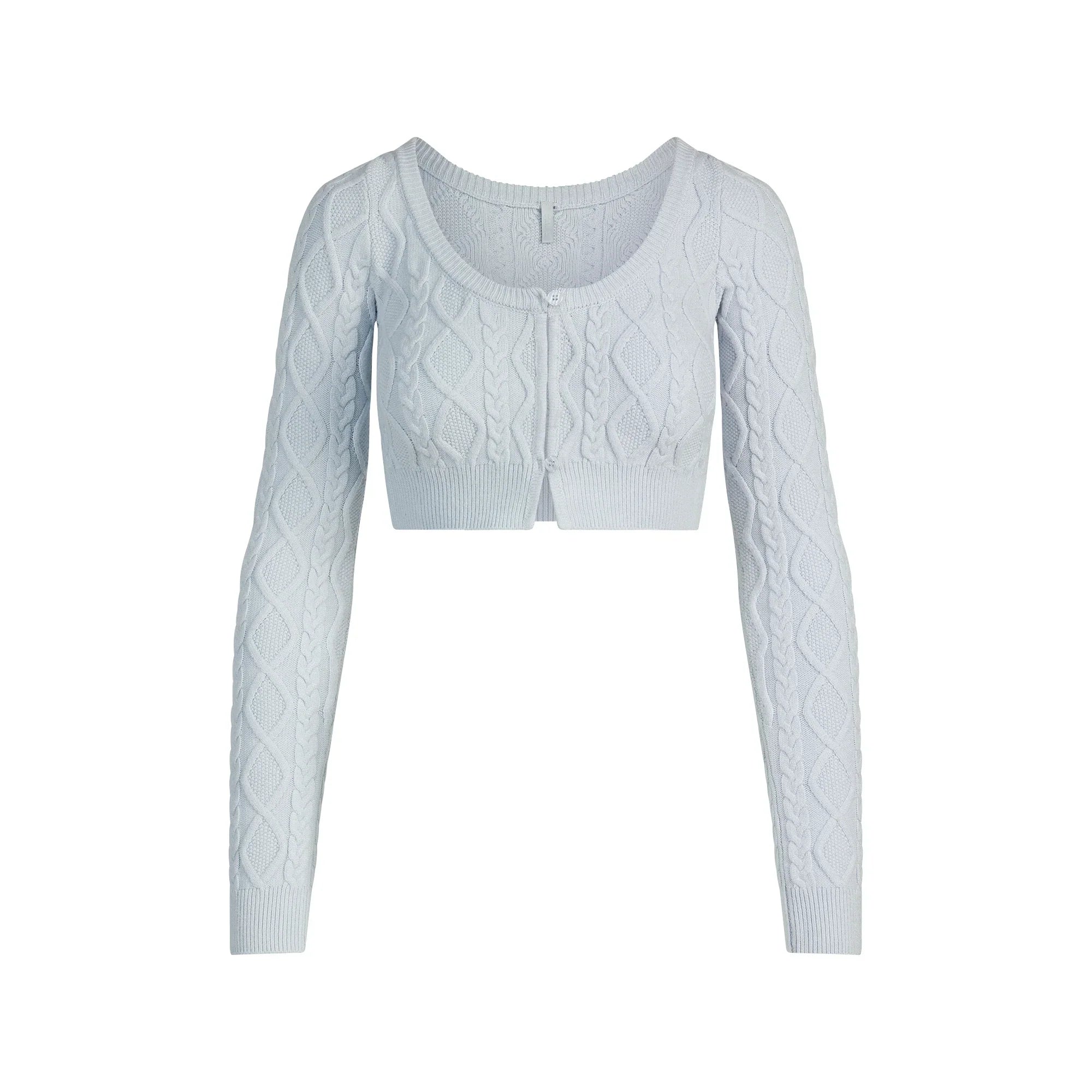 SKIMS SWEATER KNITS CABLE KNIT CROPPED CARDIGAN | ZEN BLUE - Sneaker Türkiye