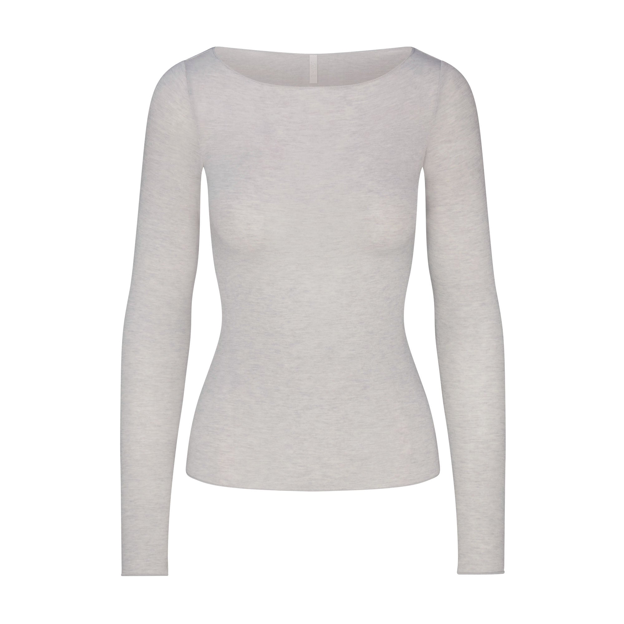 SKIMS SHEER MODAL LONG SLEEVE BOATNECK TOP | HEATHER GREY - Sneaker Türkiye
