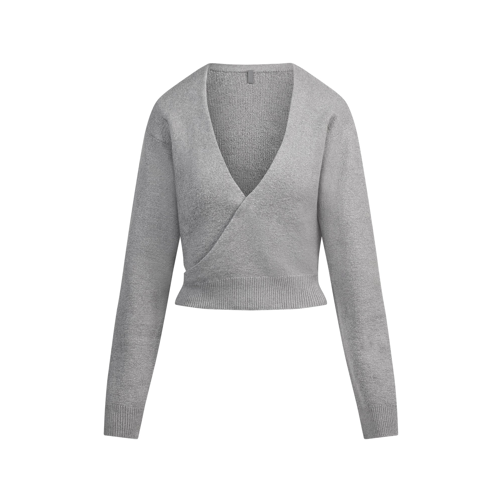 SKIMS TEXTURED KNIT WRAP SWEATER | DARK HEATHER GREY - Sneaker Türkiye
