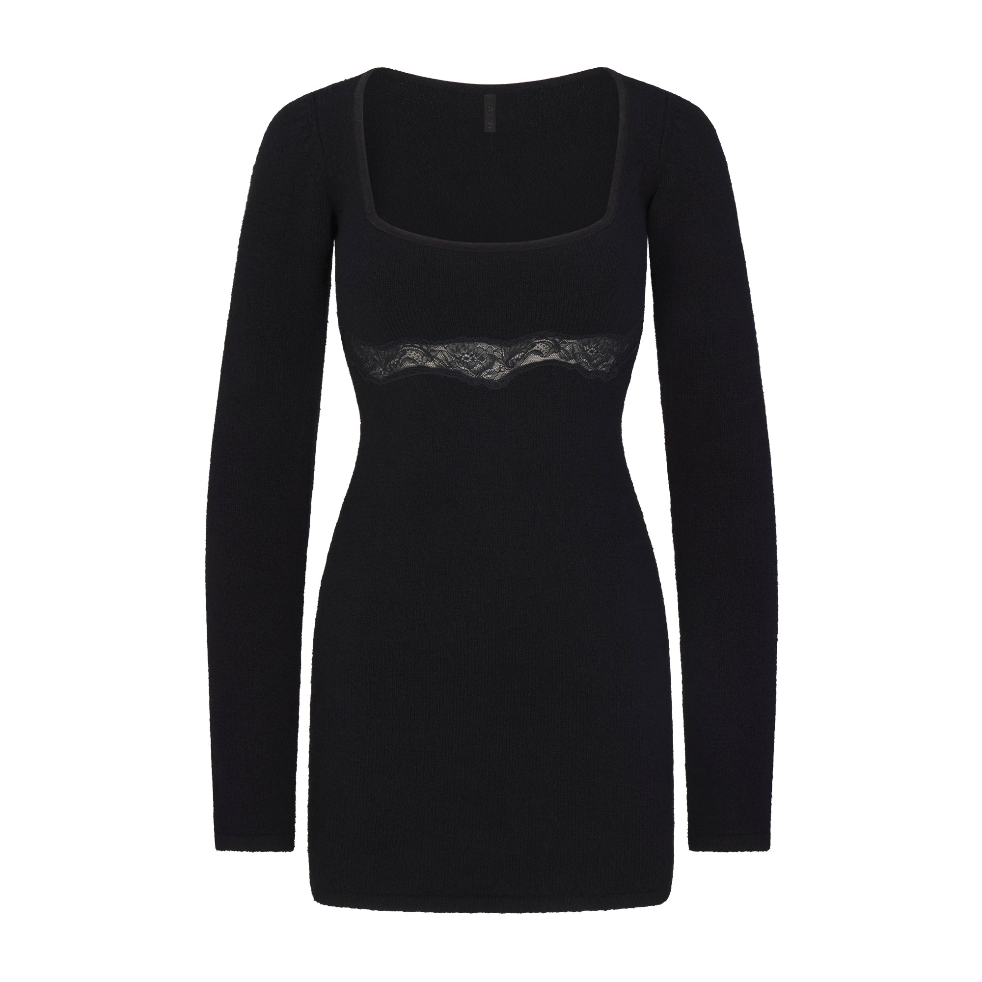 SKIMS LACE KNIT LONG SLEEVE MINI DRESS | OBSIDIAN - Sneaker Türkiye