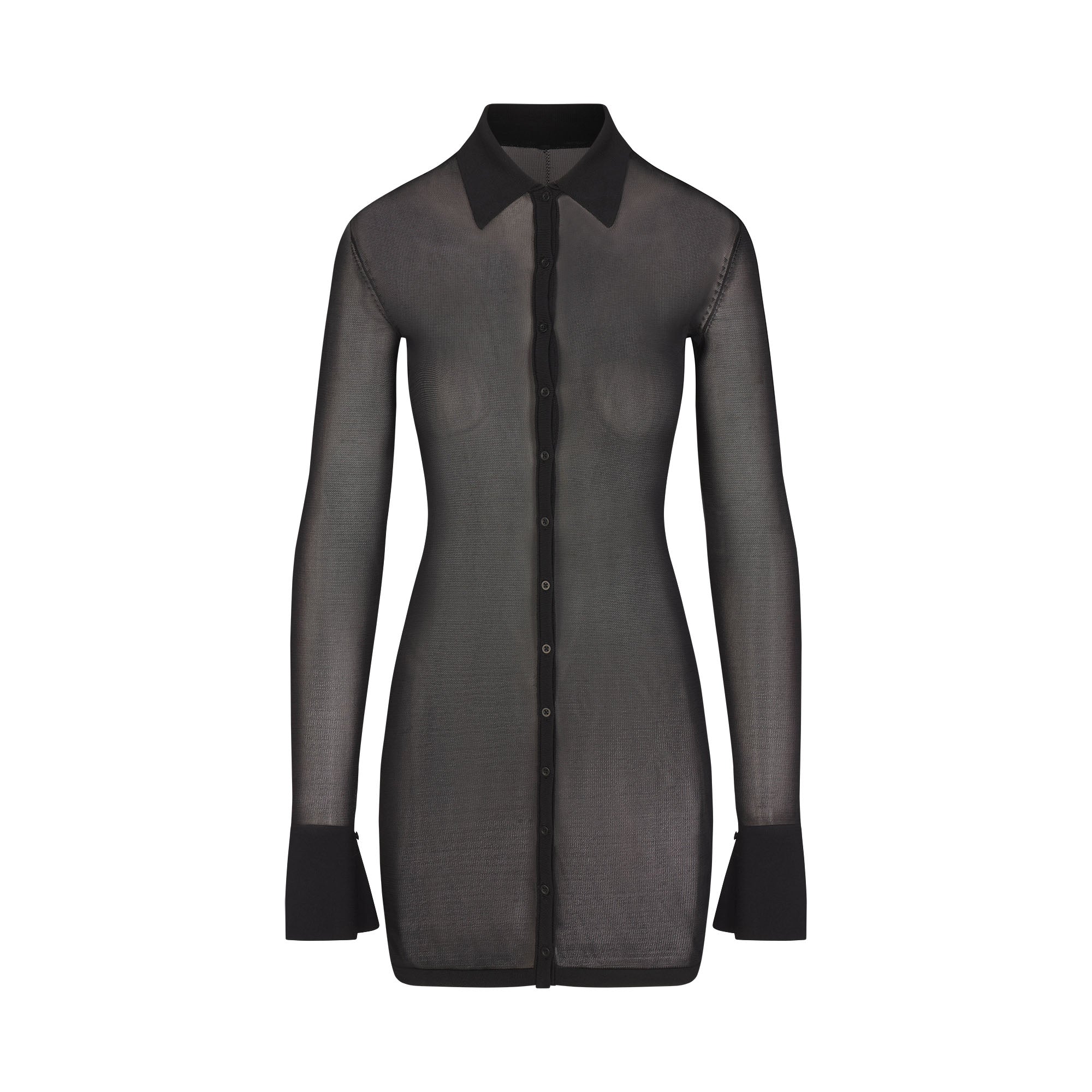 SKIMS SLINKY KNIT BUTTON DOWN MINI DRESS | OBSIDIAN - Sneaker Türkiye