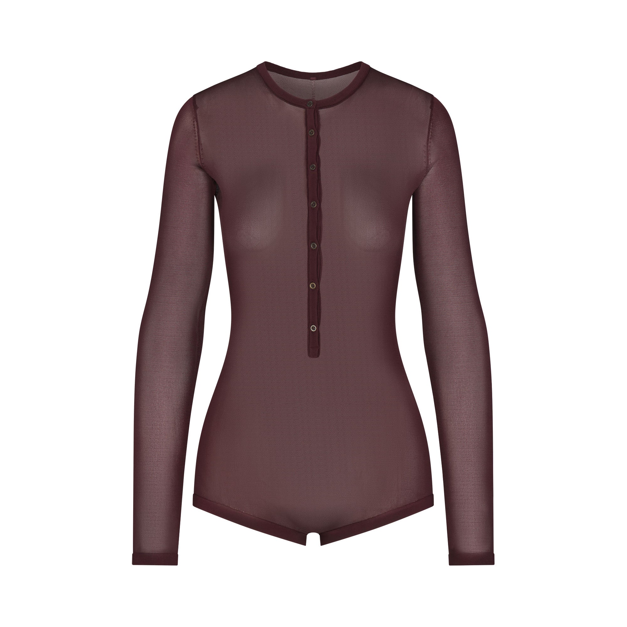 SKIMS SLINKY KNIT BUTTON UP HENLEY ONESIE | CURRANT - Sneaker Türkiye