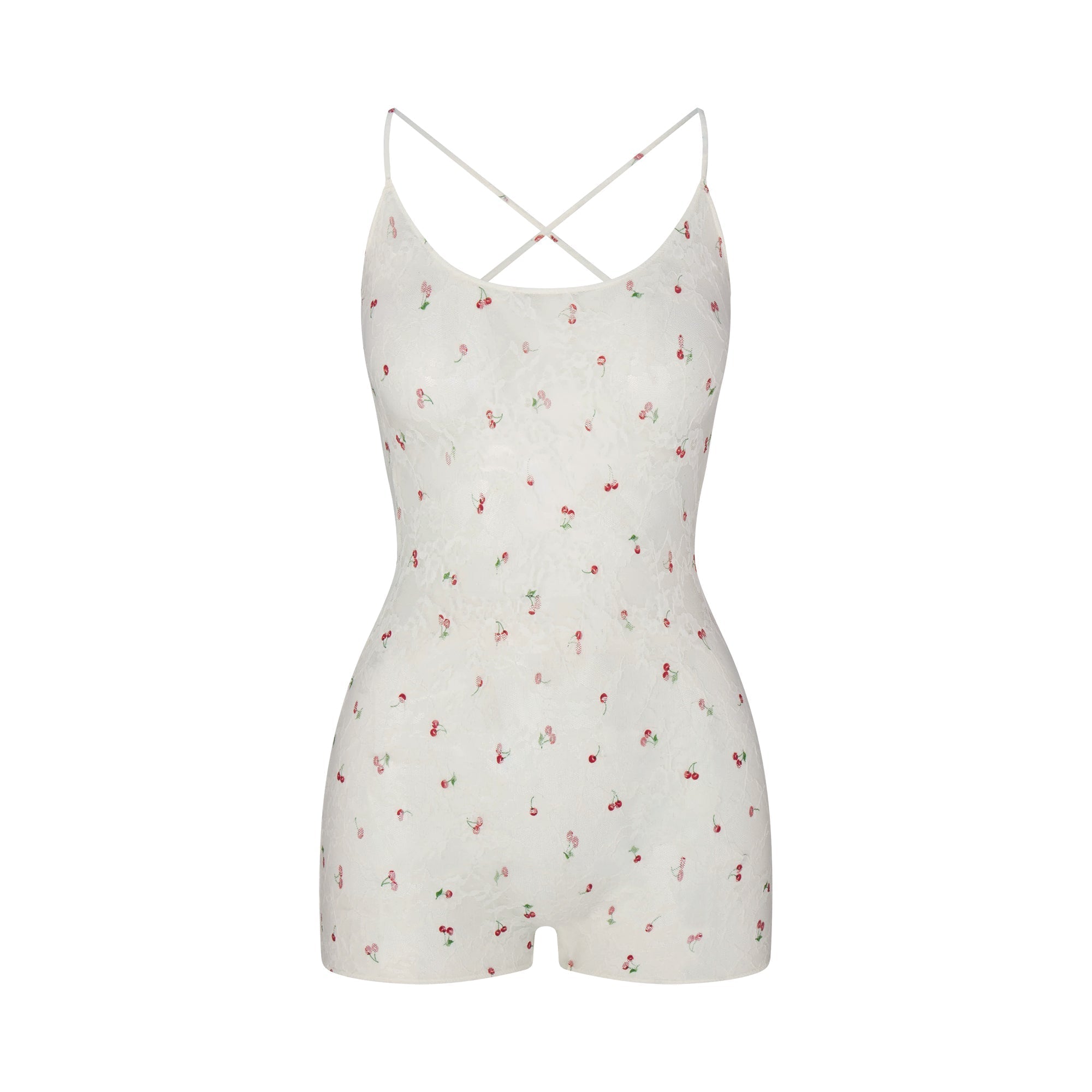 SKIMS STRETCH LACE LOW BACK ONESIE | IVORY CHERRY PRINT - Sneaker Türkiye