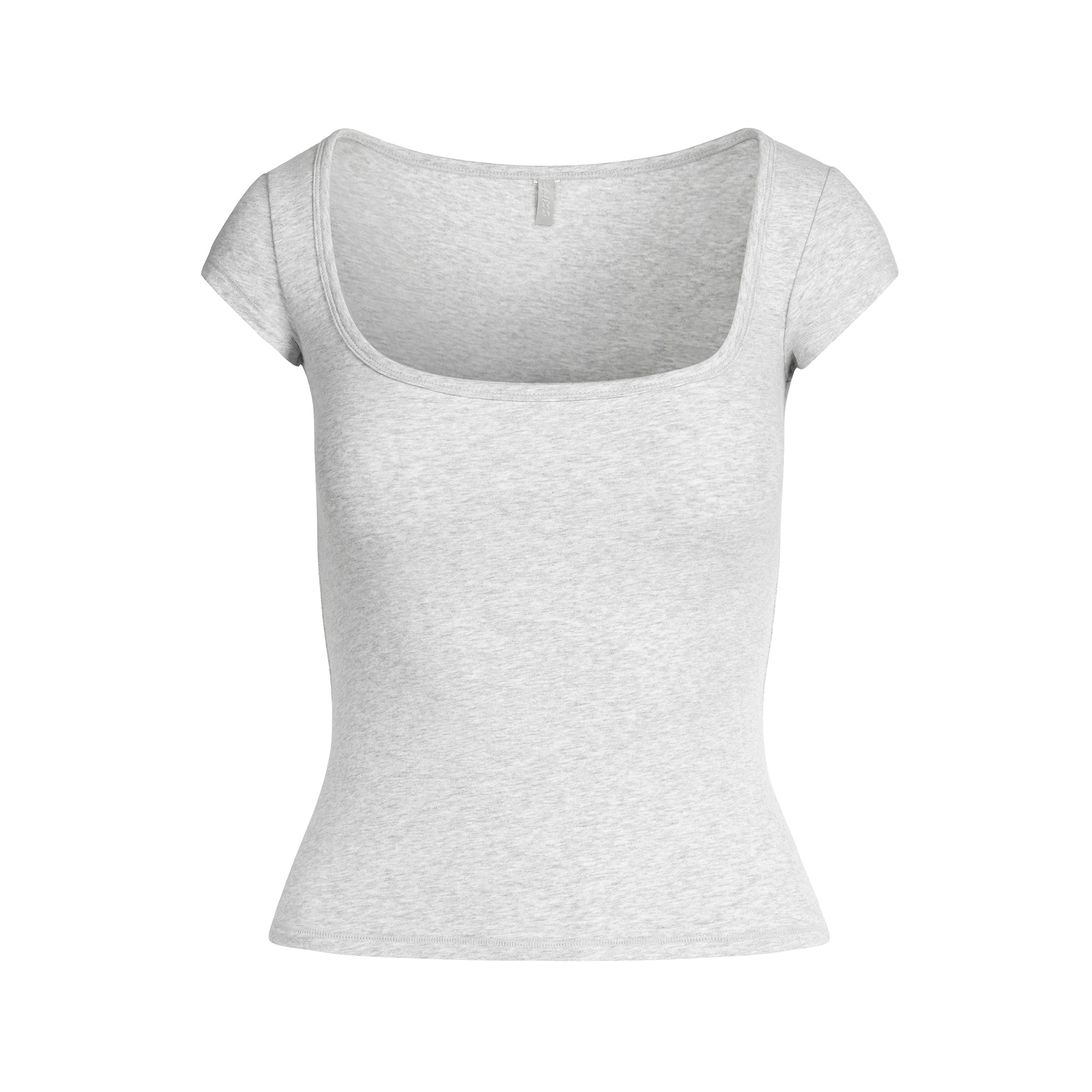 SKIMS COTTON JERSEY SCOOP NECK T-SHIRT | LIGHT HEATHER GREY - Sneaker Türkiye