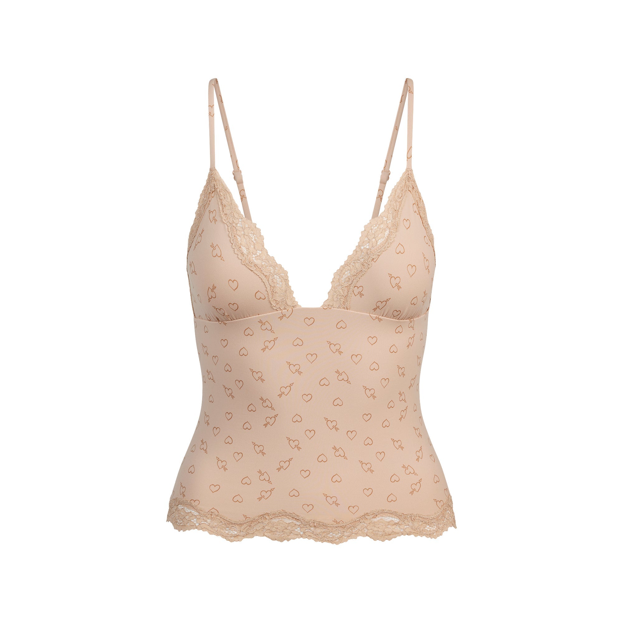 SKIMS FITS EVERYBODY LACE TRIANGLE CAMI AND BOY SHORT SET | MICA SKETCHED HEARTS - Sneaker Türkiye