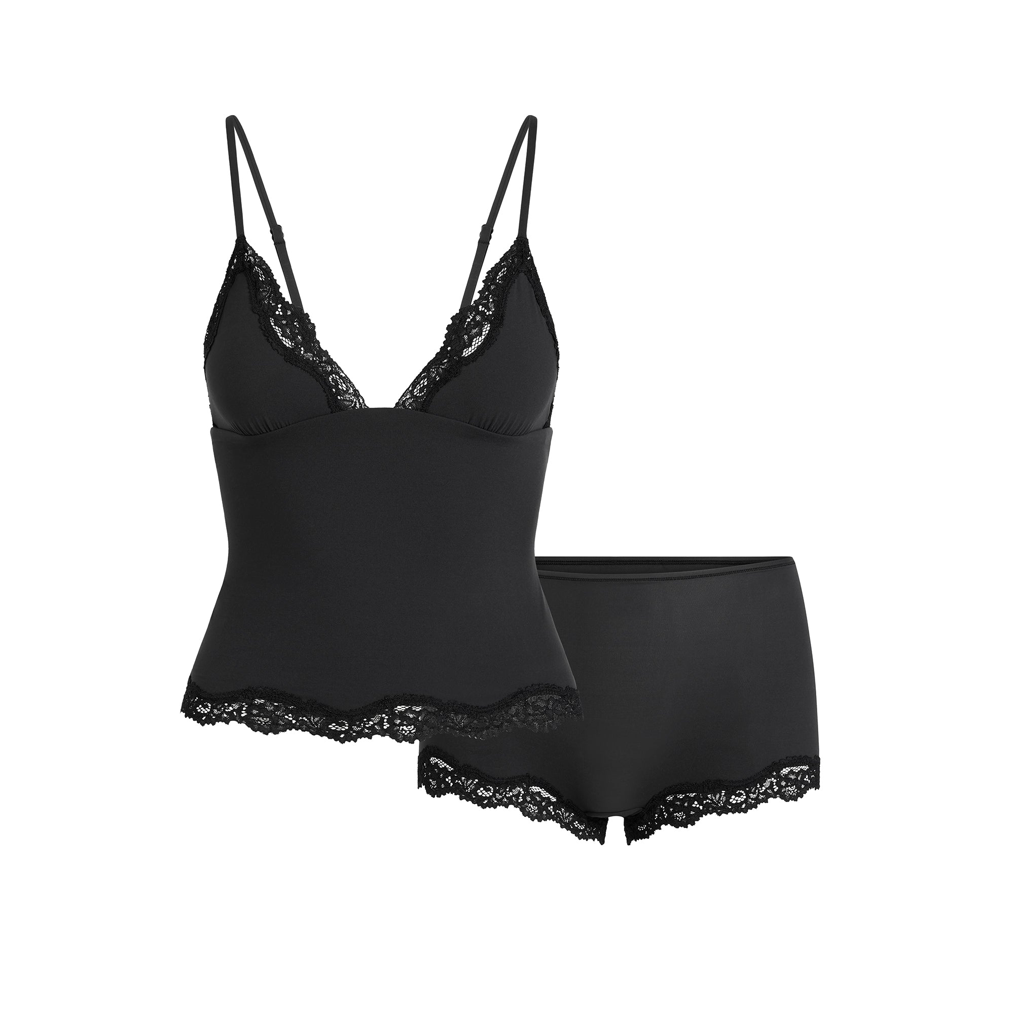 SKIMS FITS EVERYBODY LACE TRIANGLE CAMI AND BOY SHORT SET | ONYX - Sneaker Türkiye