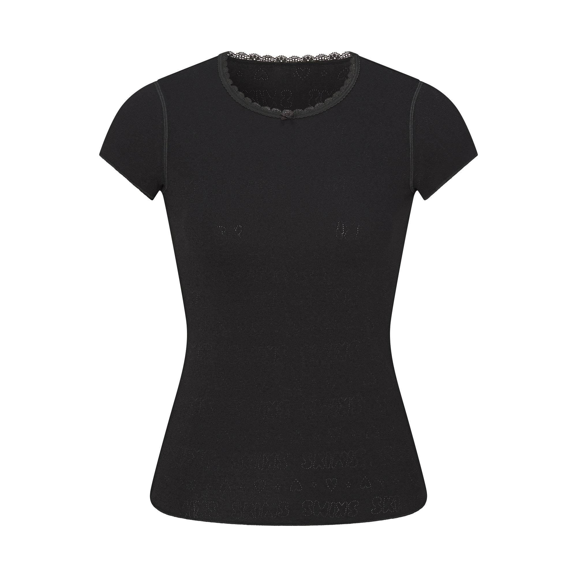 SKIMS LOGO POINTELLE BABY TEE AND MICRO SHORT SET | SOOT - Sneaker Türkiye