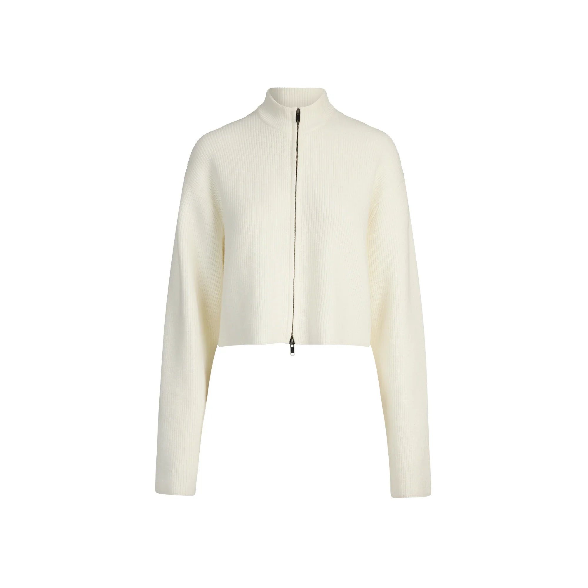 SKIMS SWEATER KNITS RIBBED MOCK NECK ZIP UP | IVORY - Sneaker Türkiye