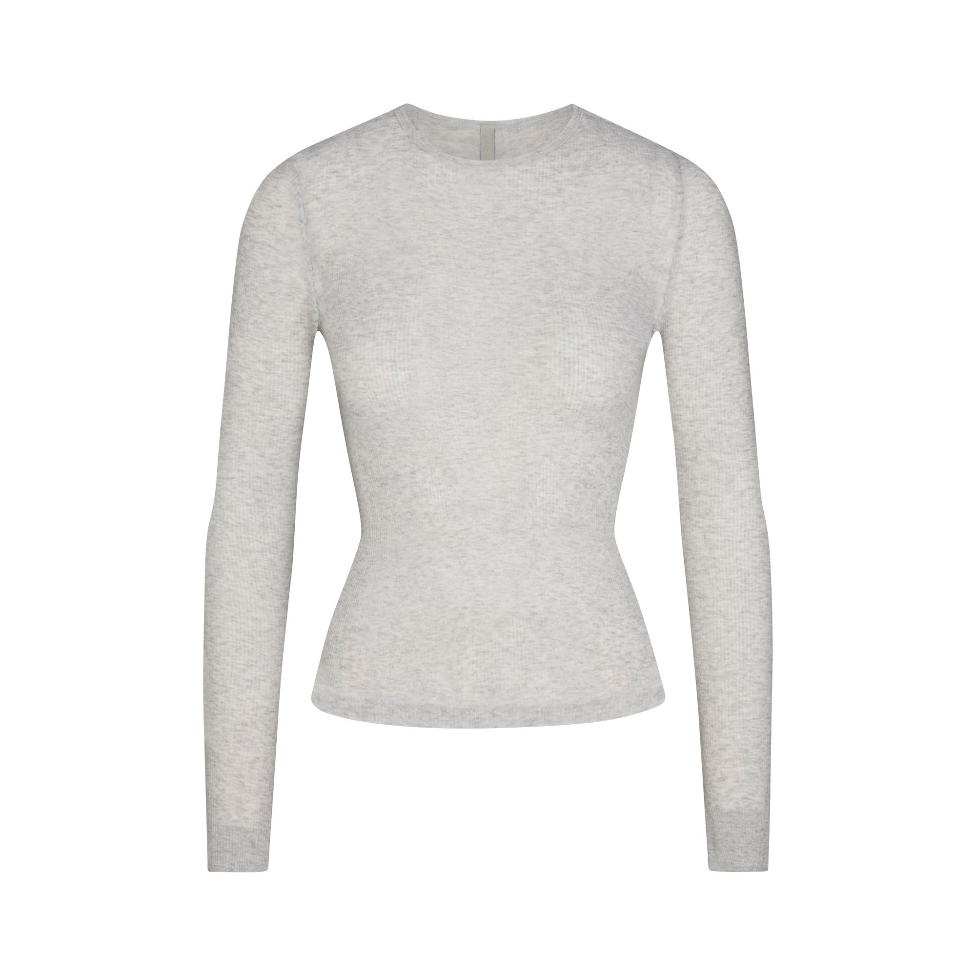 SKIMS SHEER RIB LONG SLEEVE TOP | LIGHT HEATHER GREY - Sneaker Türkiye