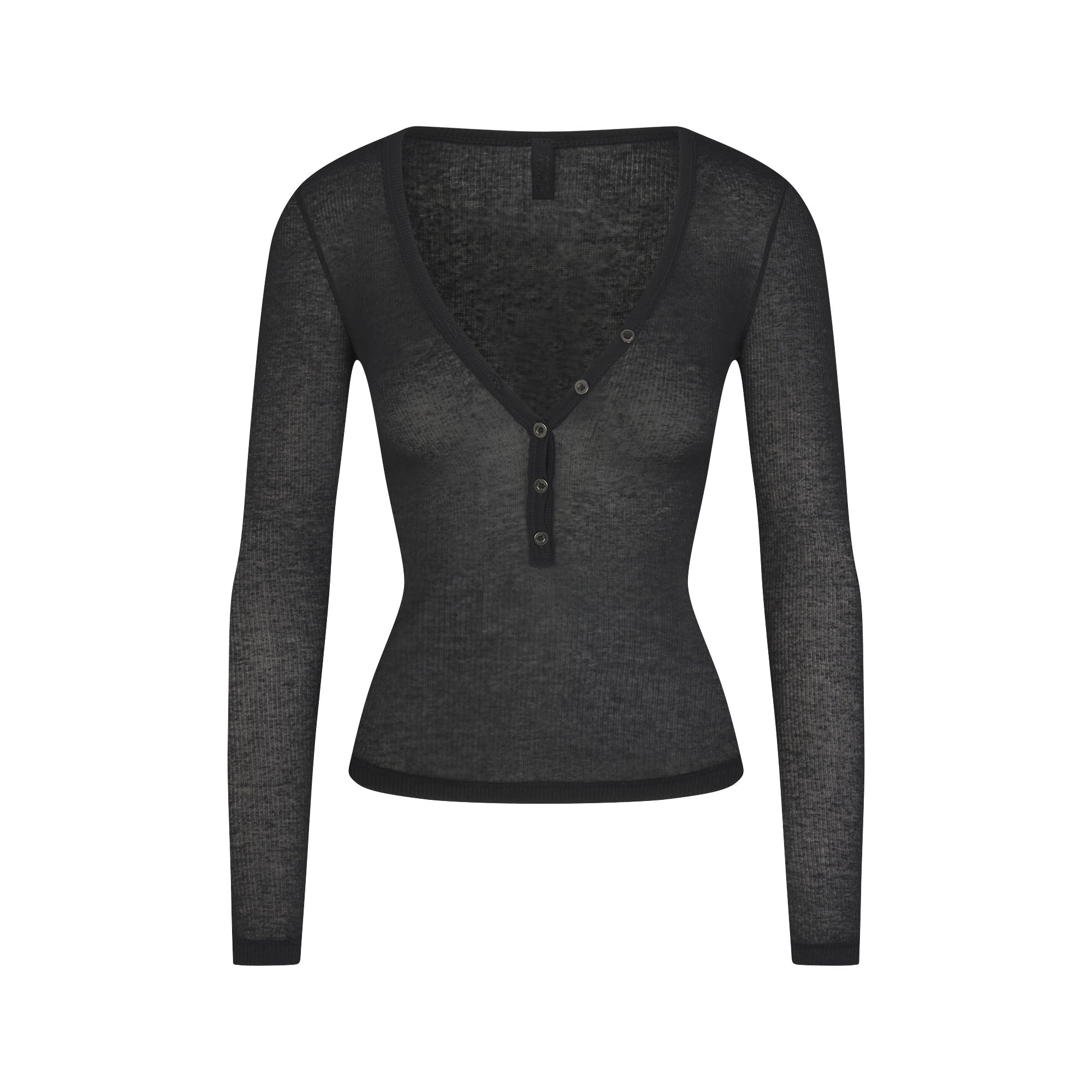 SKIMS SHEER RIB HENLEY | SOOT - Sneaker Türkiye