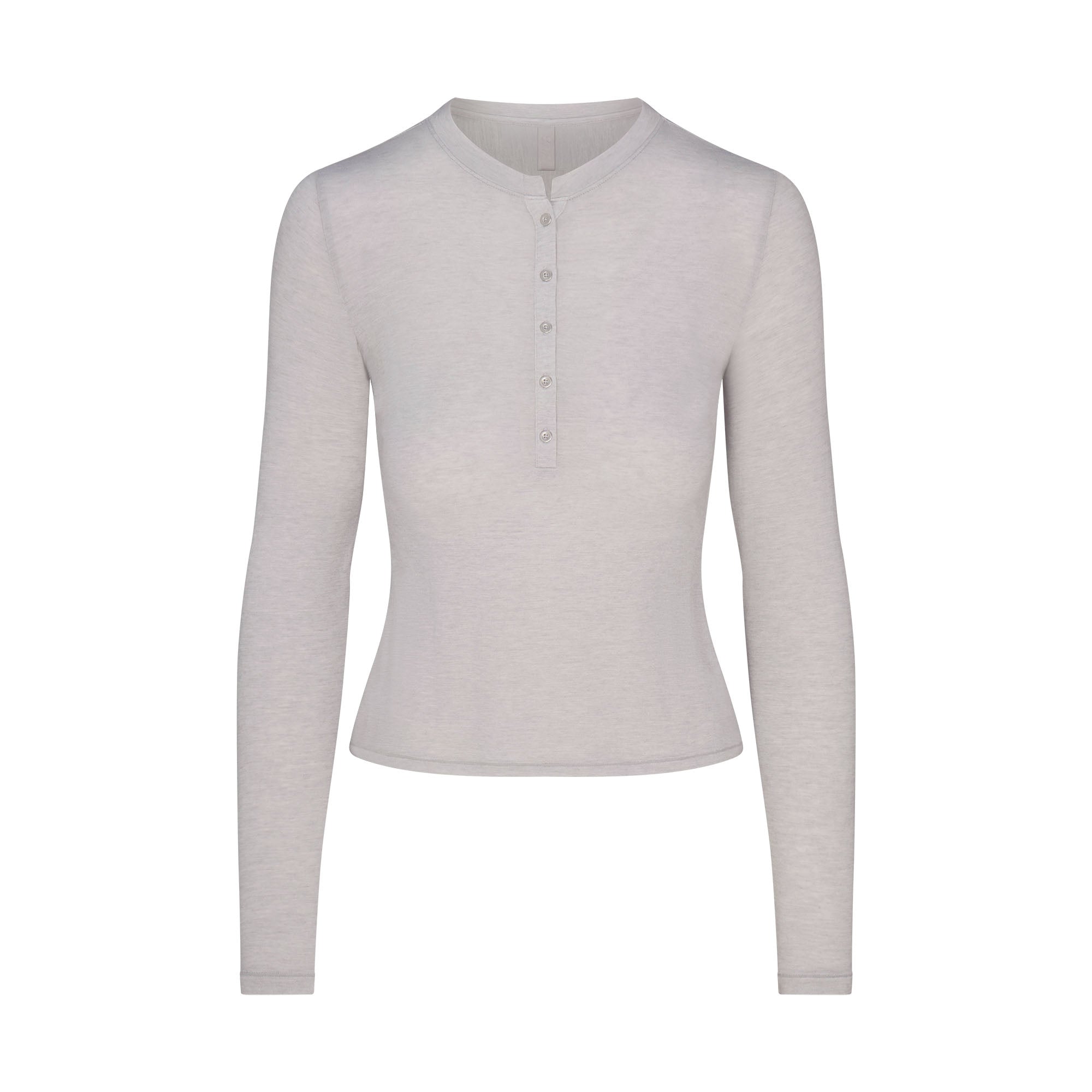 SKIMS SHEER MODAL CREWNECK HENLEY | HEATHER GREY - Sneaker Türkiye