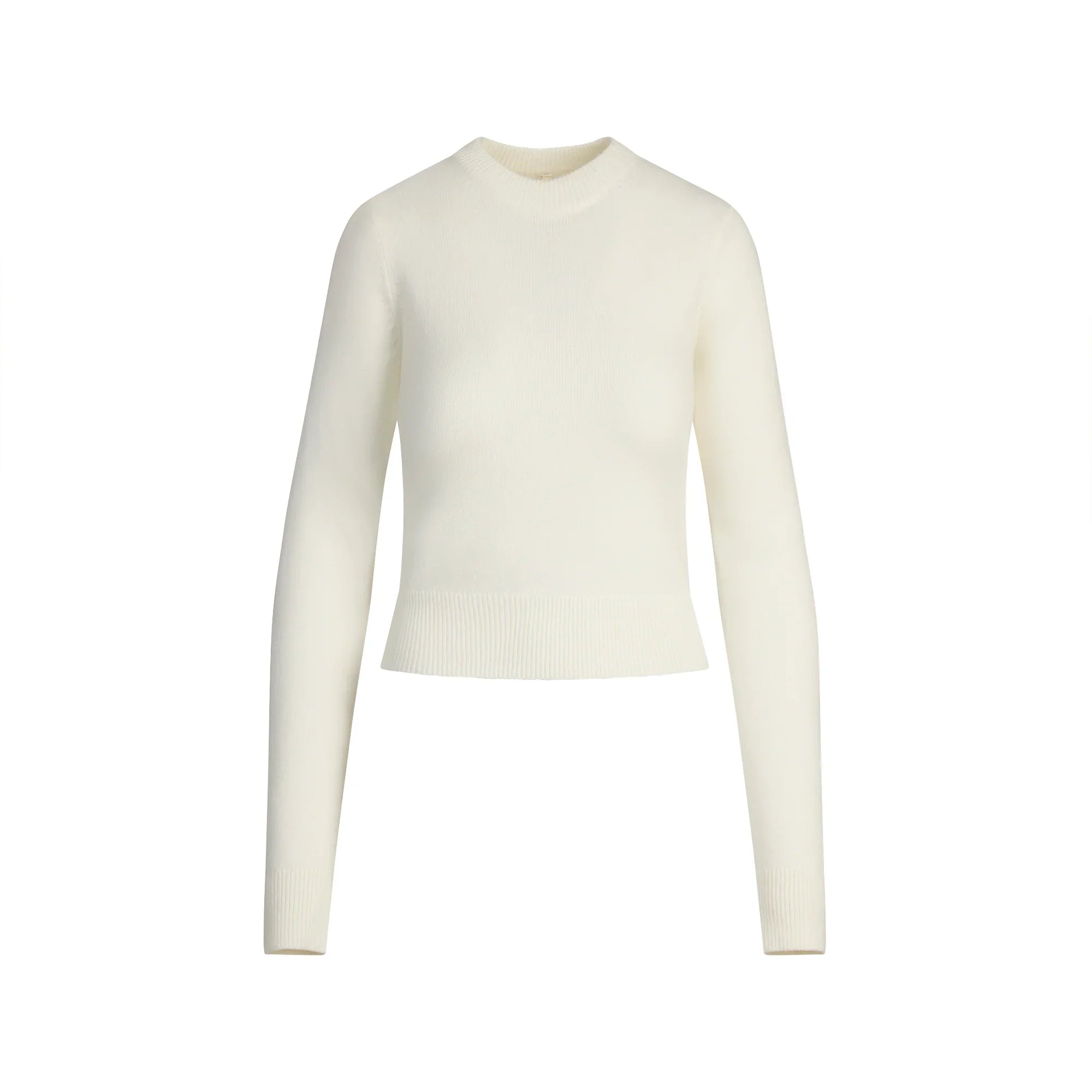 SKIMS SWEATER KNITS RIBBED LONG SLEEVE FITTED CREW NECK | IVORY - Sneaker Türkiye