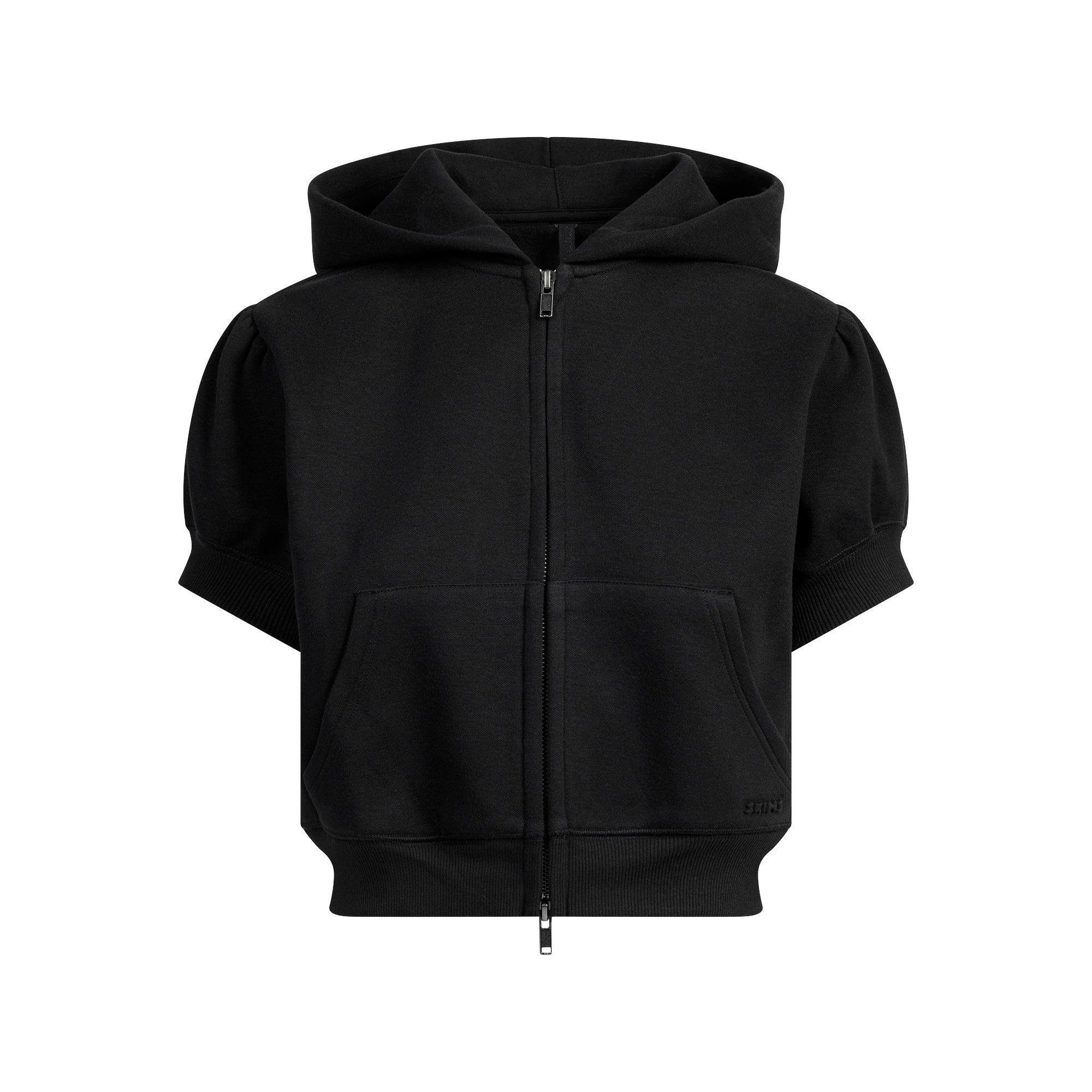 SKIMS COTTON FLEECE BUBBLE SLEEVE CROPPED ZIP UP | ONYX - Sneaker Türkiye