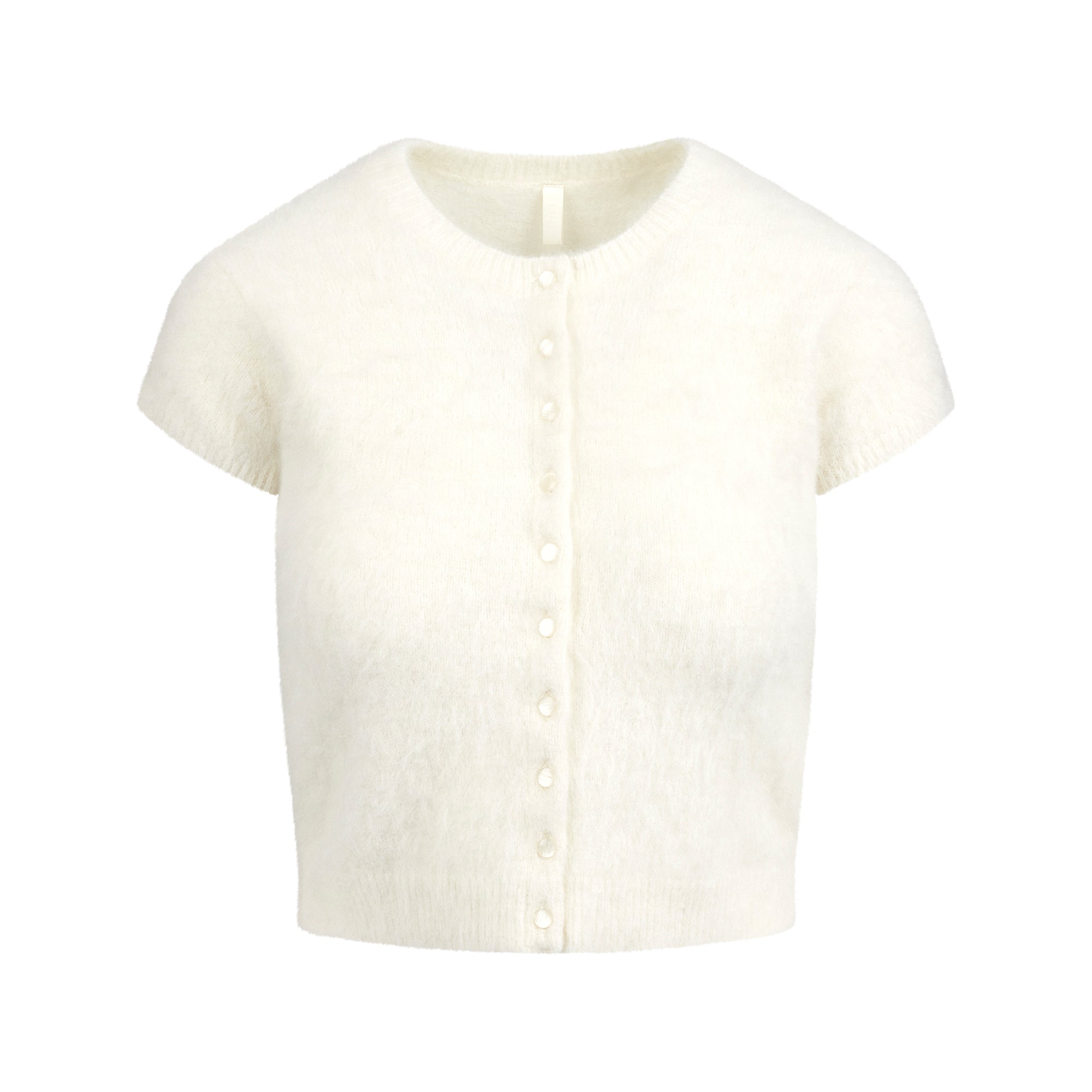 SKIMS BRUSHED ALPACA SHORT SLEEVE CARDIGAN | EGRET - Sneaker Türkiye