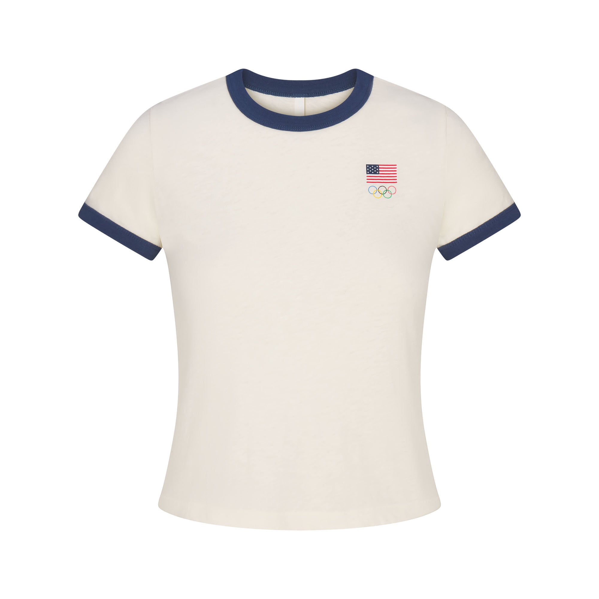 SKIMS FOR TEAM USA WORN IN JERSEY OLYMPIC SHRUNKEN T-SHIRT | ECRU - Sneaker Türkiye