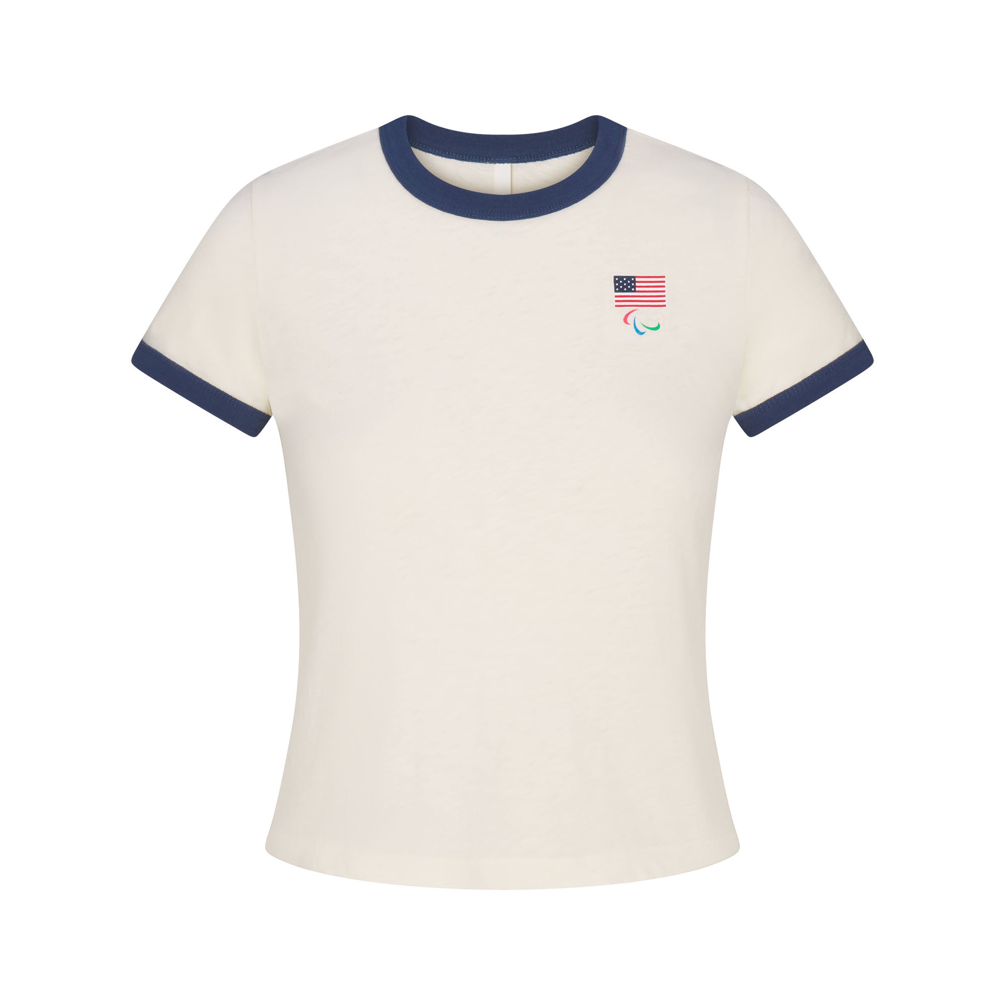 SKIMS FOR TEAM USA WORN IN JERSEY PARALYMPIC SHRUNKEN T-SHIRT | ECRU - Sneaker Türkiye