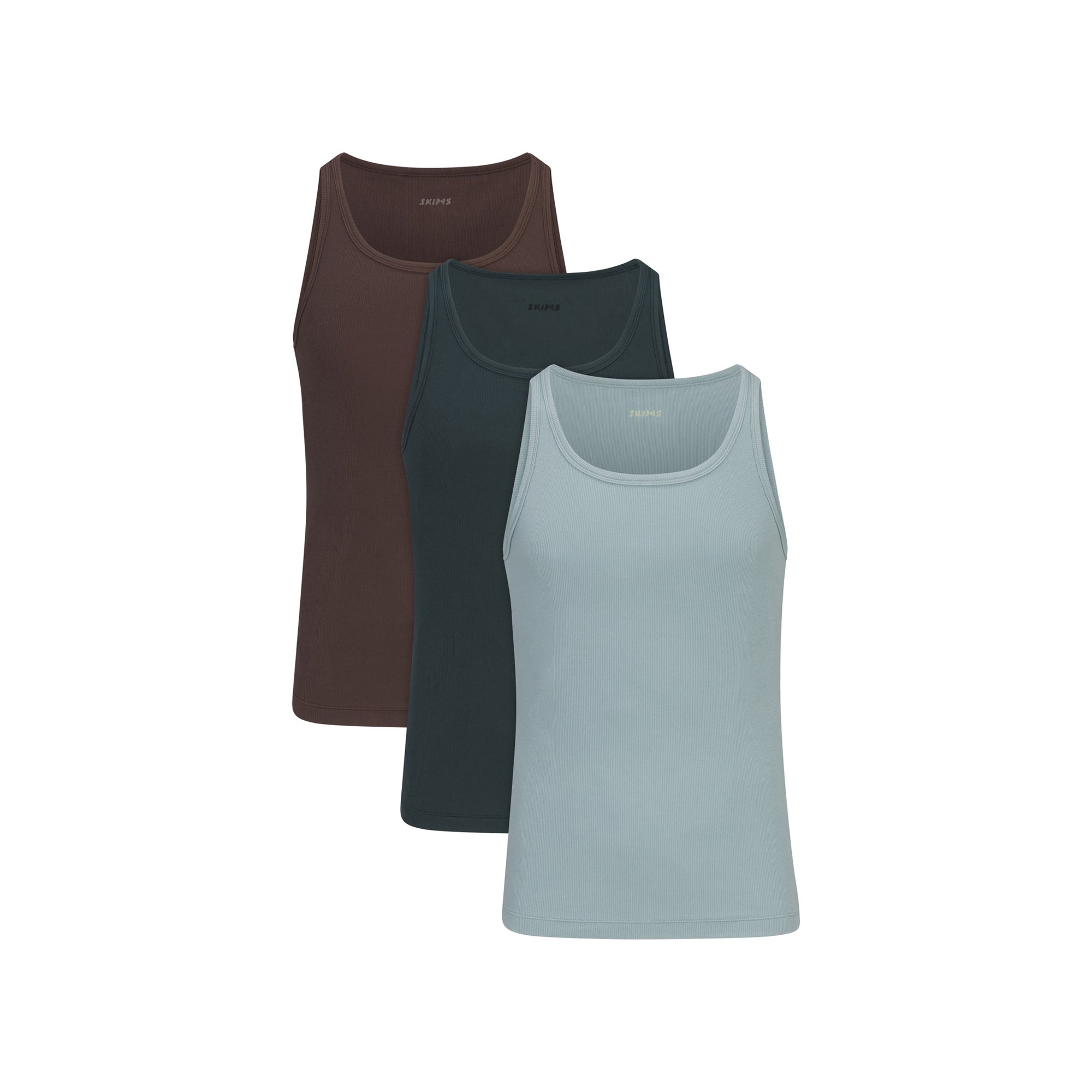 SKIMS COTTON MENS RIB TANK 3-PACK | VERDANT DARK SEPIA MULTI - Sneaker Türkiye