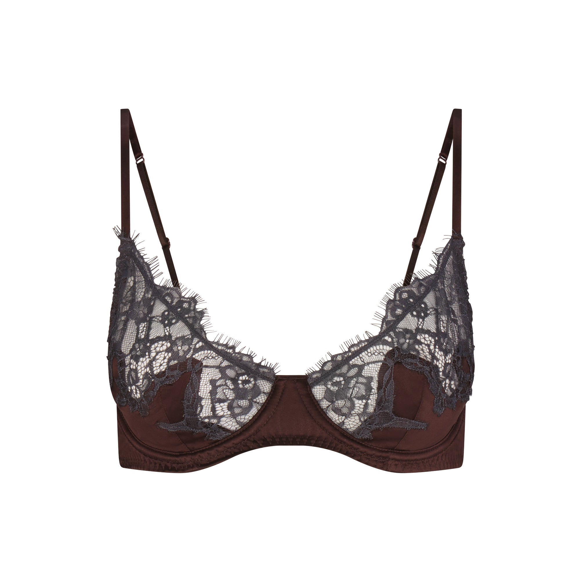 SKIMS SILK LACE UNLINED DEMI BRA | ESPRESSO CONTRAST - Sneaker Türkiye