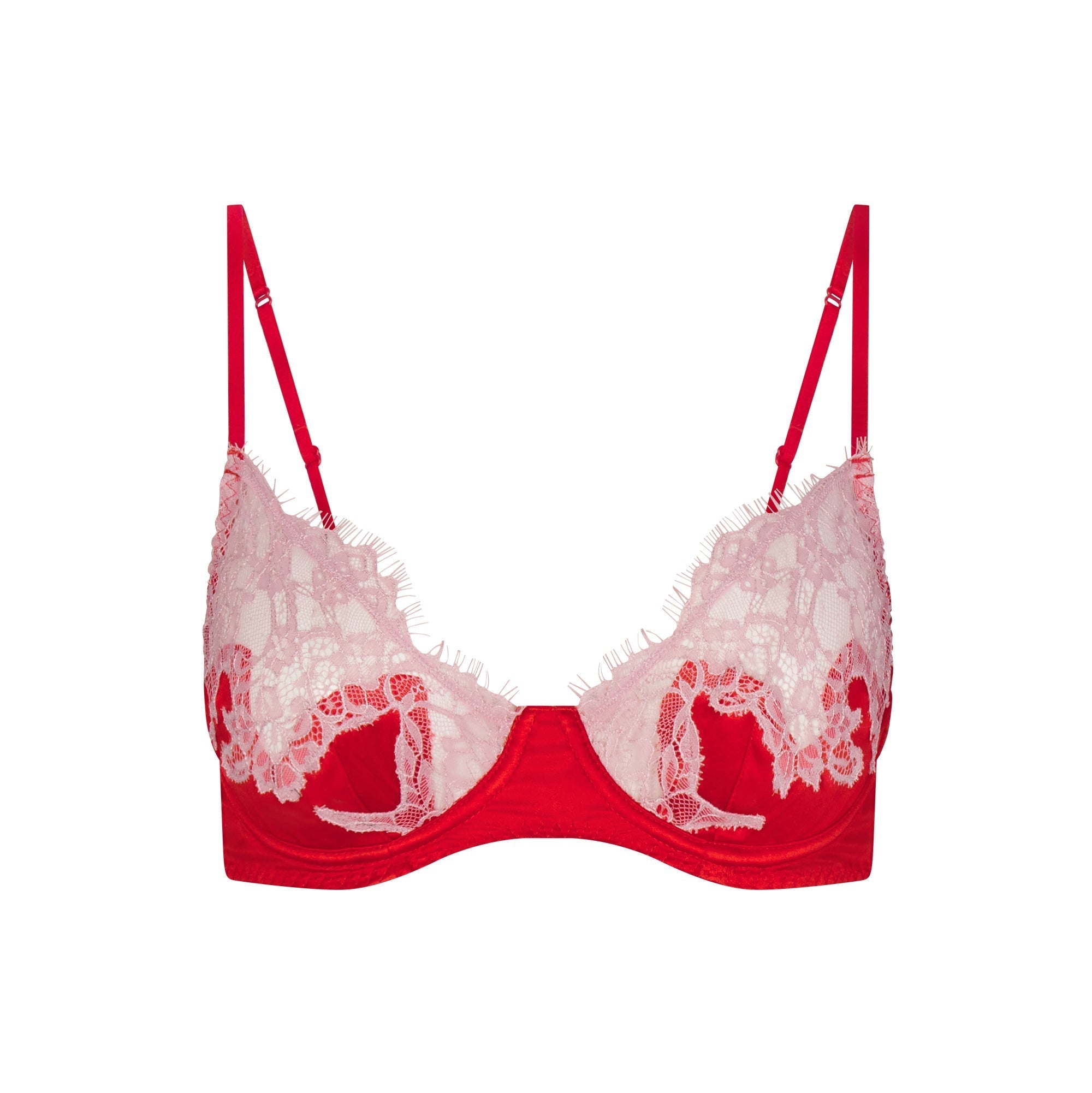 SKIMS SILK LACE UNLINED DEMI BRA | RUBY CONTRAST - Sneaker Türkiye